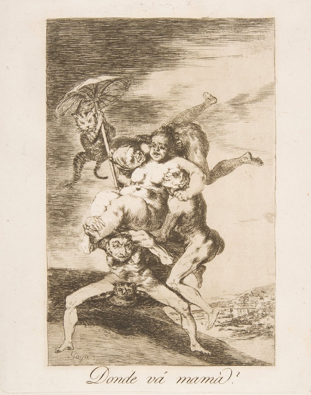 Kilpi 65 Los Caprichosista: Minne äiti menee Donde vá mamá, 1799. tekijältä Francisco de Goya