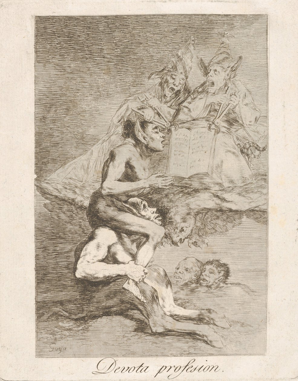 Kilpi 70 Los Caprichosista: Devout Profession Devota profesion., 1799. tekijältä Francisco de Goya
