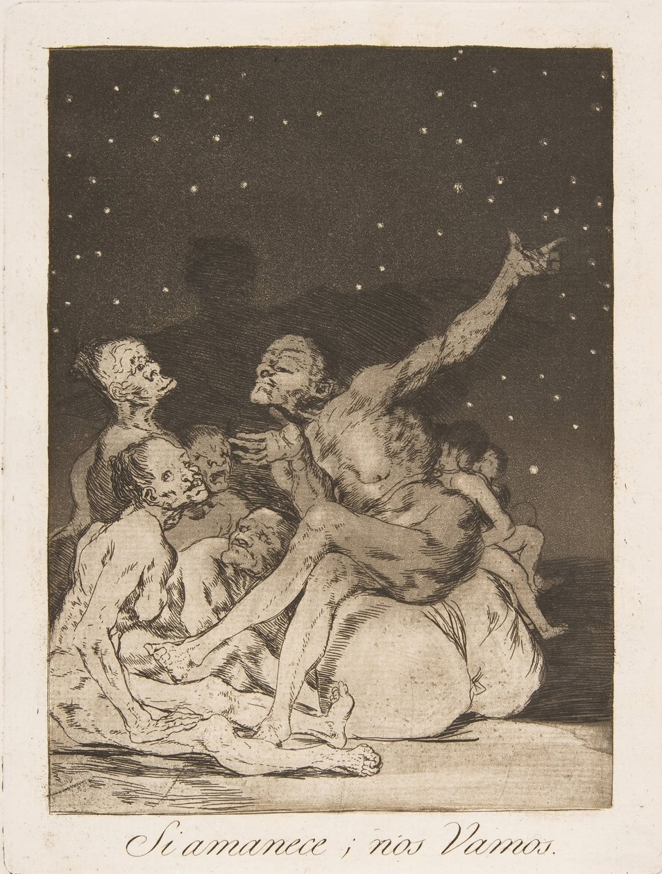 Levy 71 Los Caprichosista: Päivän tauon jälkeen olemme pois Si amanece, nos Vamos., 1799. tekijältä Francisco de Goya
