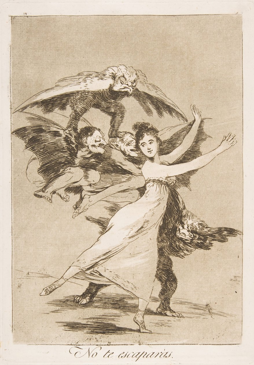 Levy 72, Los Caprichosista: Et pääse pakoon No te escaparàs., 1799. tekijältä Francisco de Goya