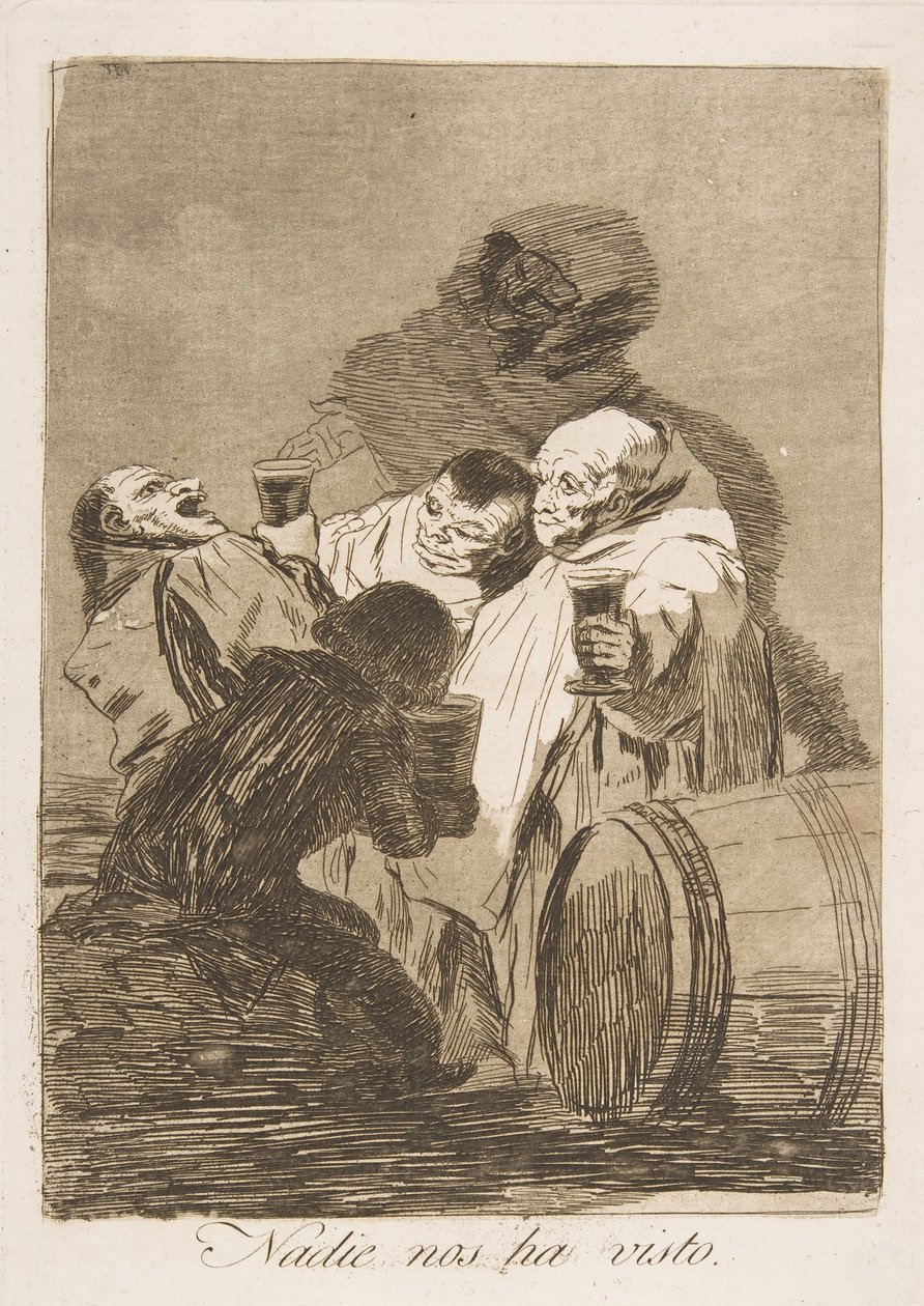 Kilpi 79 Los Caprichosista: Kukaan ei ole nähnyt meitä. Kukaan ei ole nähnyt meitä., 1799. tekijältä Francisco de Goya