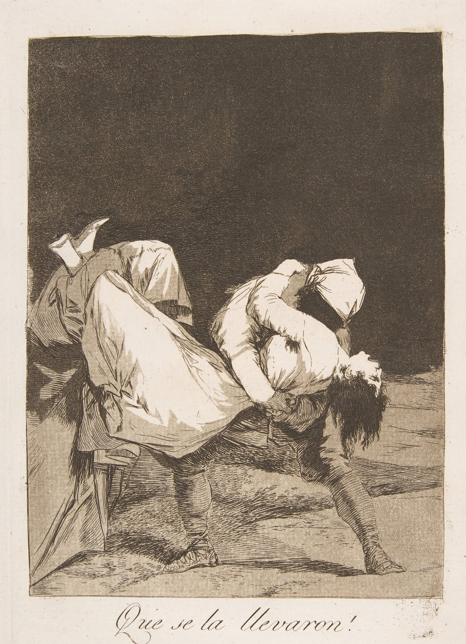 Levy 8 Los Caprichosista: He kantoivat hänet pois! He veivät hänet!, 1799. tekijältä Francisco de Goya