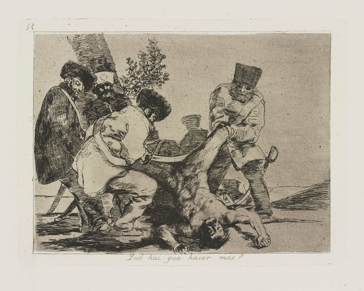 mitä? pitääkö sinun tehdä enemmän? (Mitä enemmän voidaan tehdä?), pl. 33 sarjasta The Disasters of War tekijältä Francisco de Goya