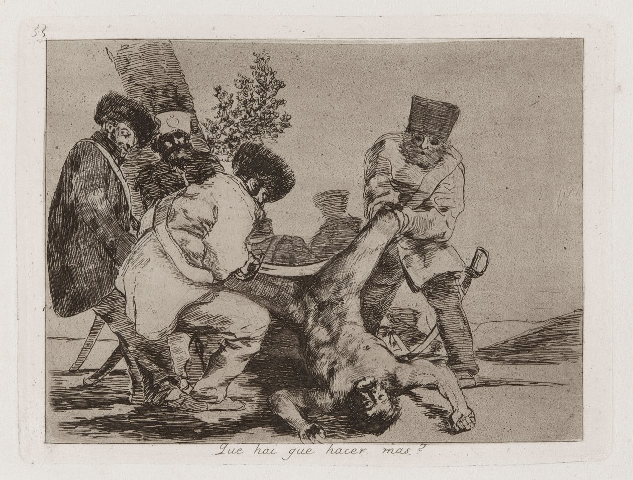 Mitä [sic] on tehtävissä enemmän? (Mitä muuta voidaan tehdä?), levy 33 julkaisusta The Disasters of War tekijältä Francisco de Goya