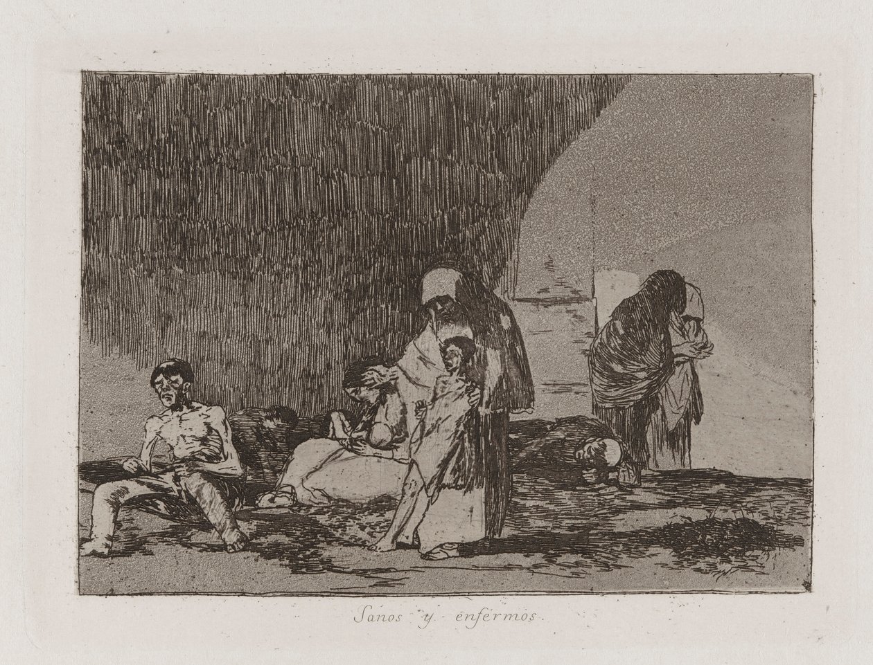 Terveet ja sairaat, levy 57 julkaisusta The Disasters of War tekijältä Francisco de Goya