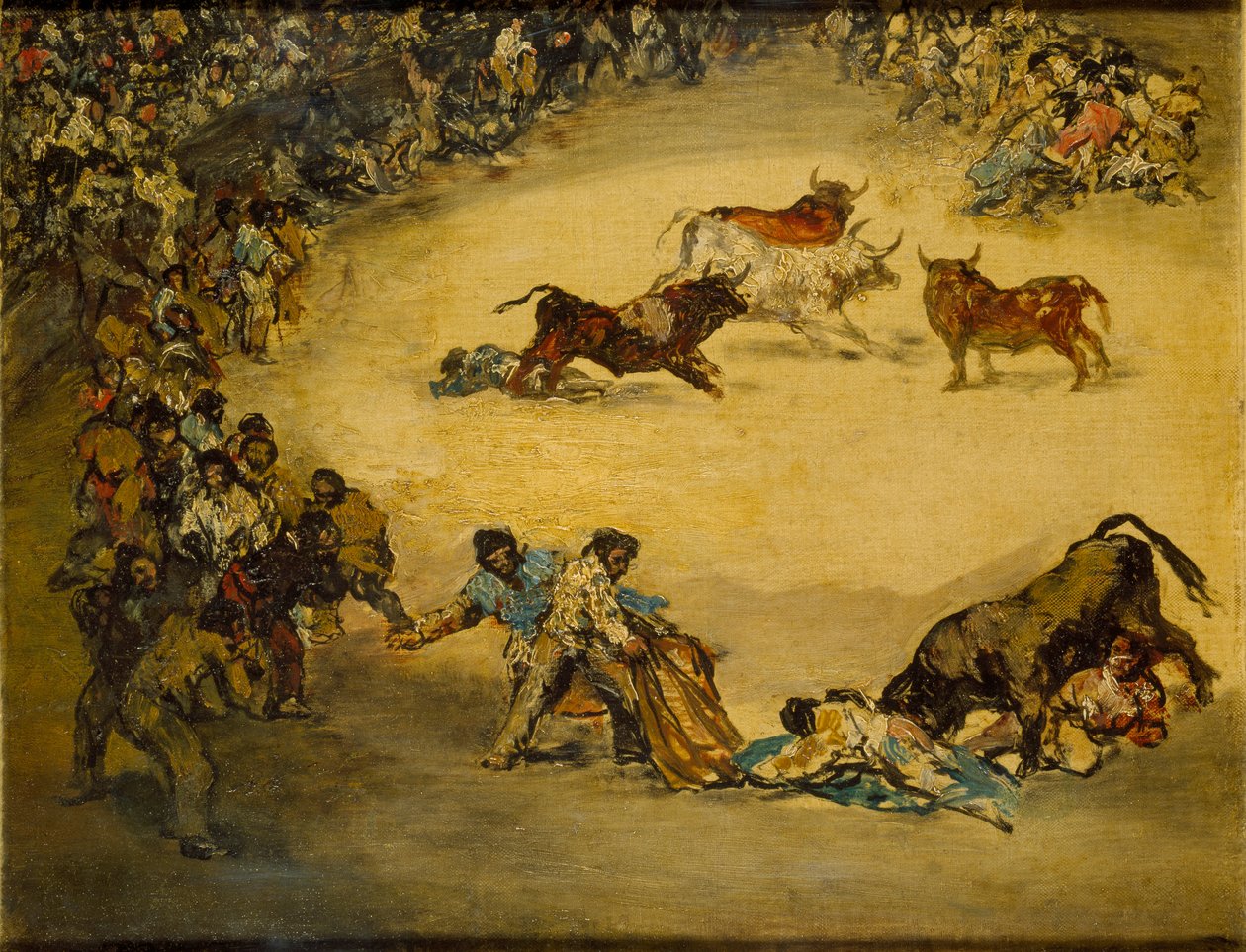 Kohtaus härkätaistelussa: Diversion de Espana, c1766-1828 tekijältä Francisco de Goya