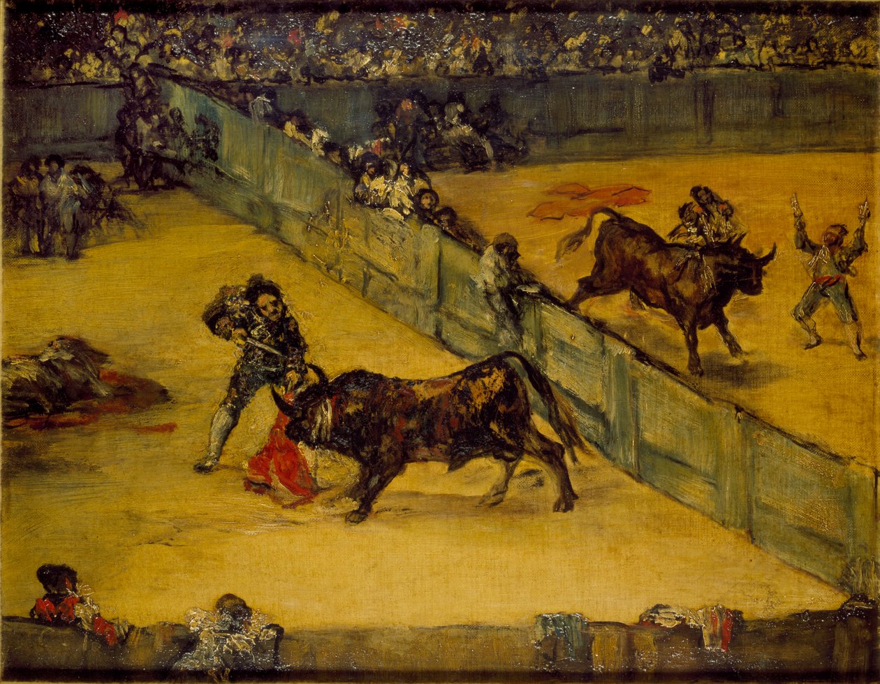 Kohtaus härkätaistelussa: Division de place, 1800-luku tekijältä Francisco de Goya