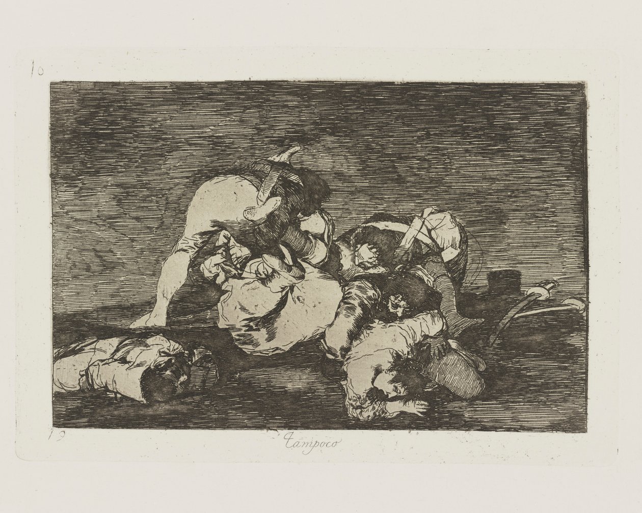 Ei lainkaan. (Eikä [Älä tee näitä] myöskään.), pl. 10 sarjasta The Disasters of War tekijältä Francisco de Goya