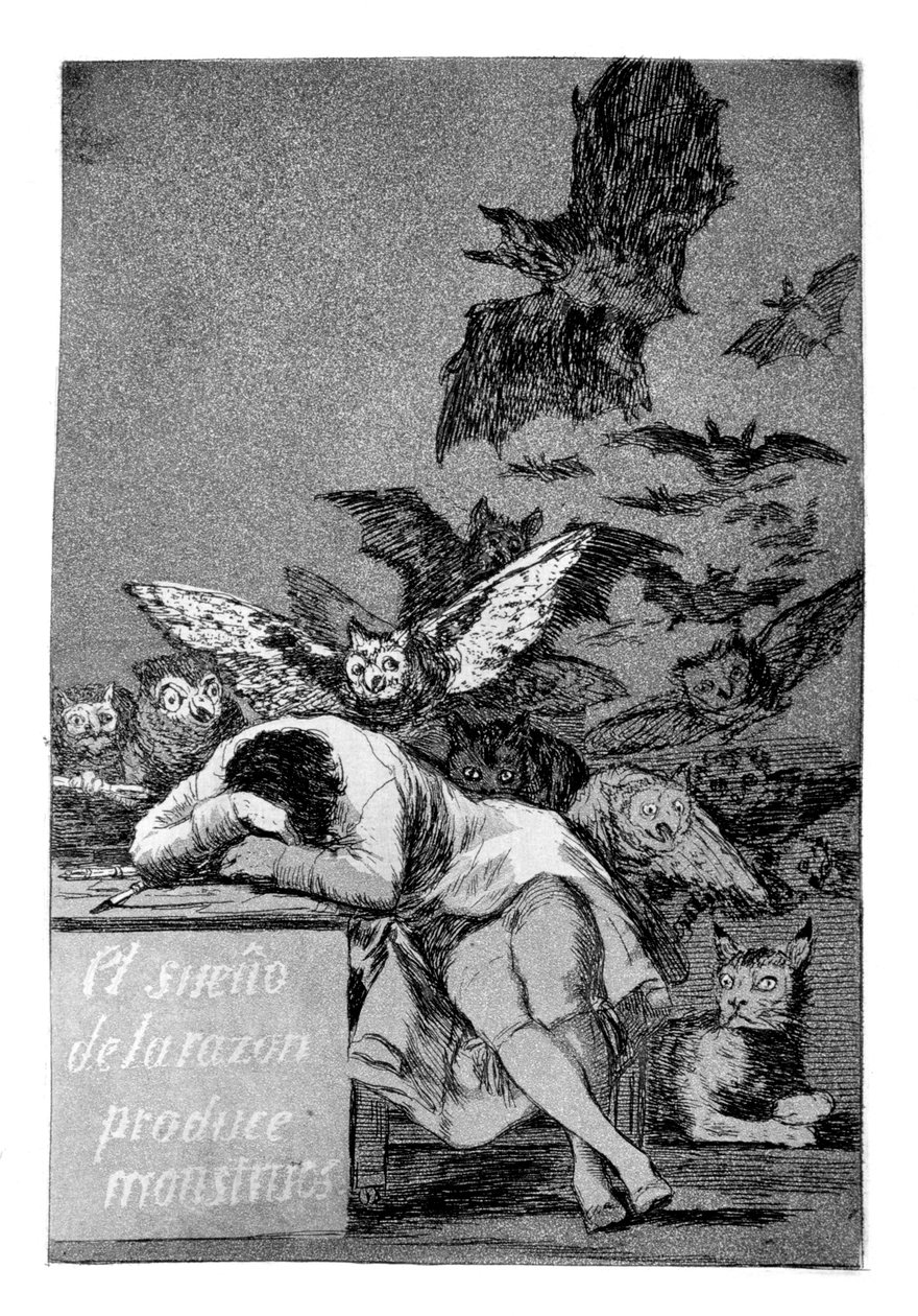 Järjen uni tuottaa hirviöitä, 1799 tekijältä Francisco de Goya
