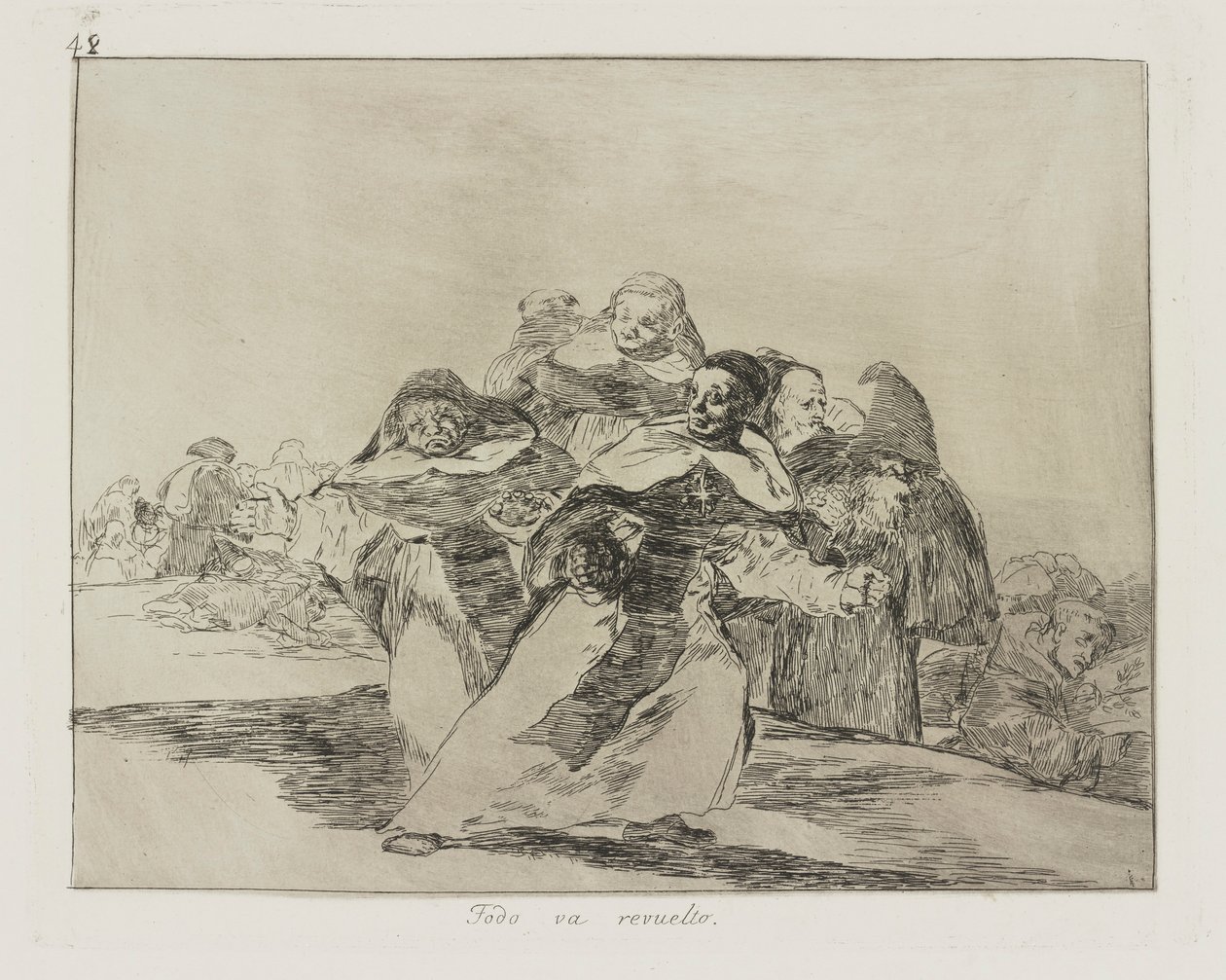 Kaikki on sekaisin. (Kaikki on Topsy-Turvya.), pl. 42 sarjasta The Disasters of War tekijältä Francisco de Goya
