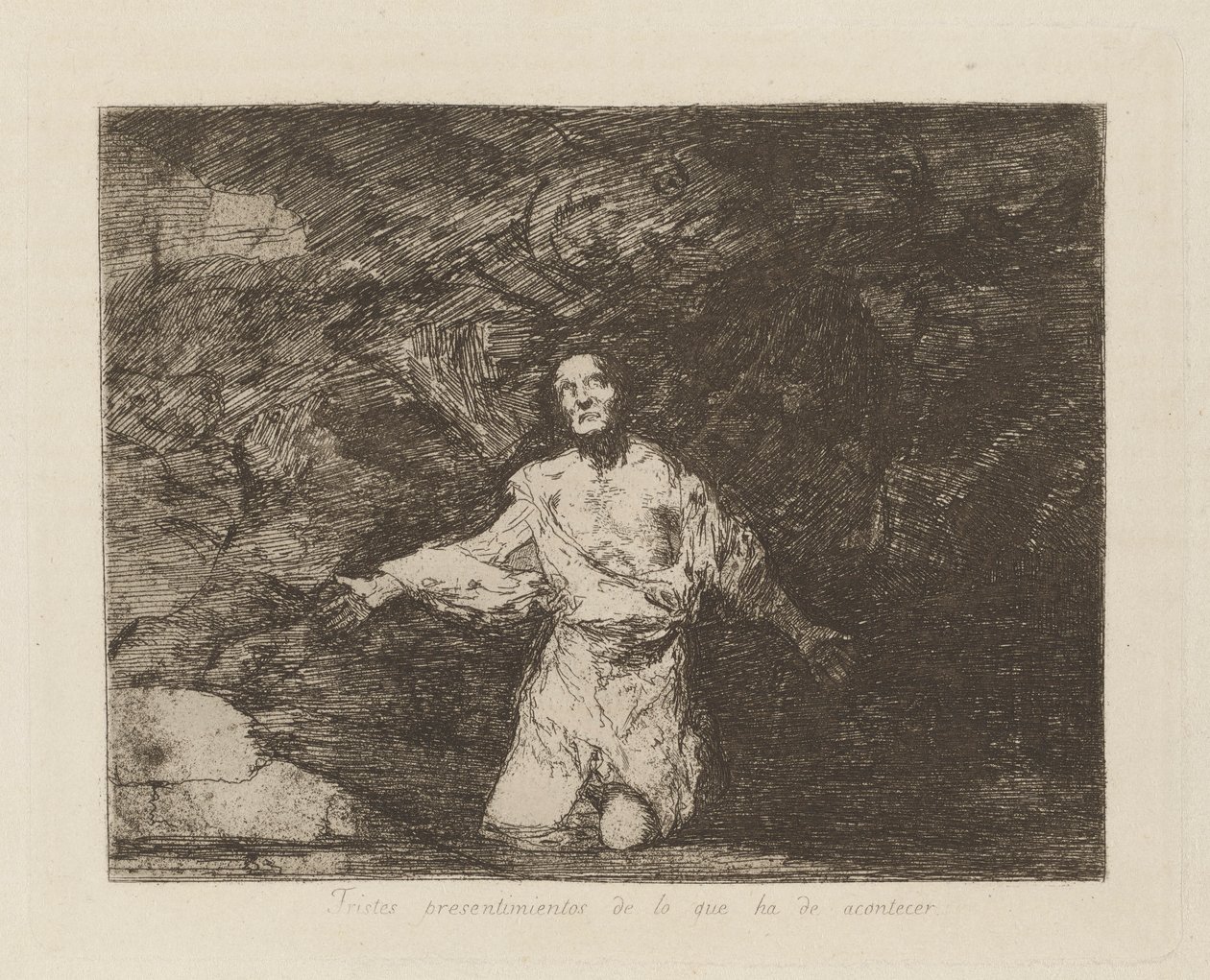 Surullisia aavistuksia siitä, mitä tulee tapahtumaan, pl. 1 sarjasta The Disasters of War tekijältä Francisco de Goya