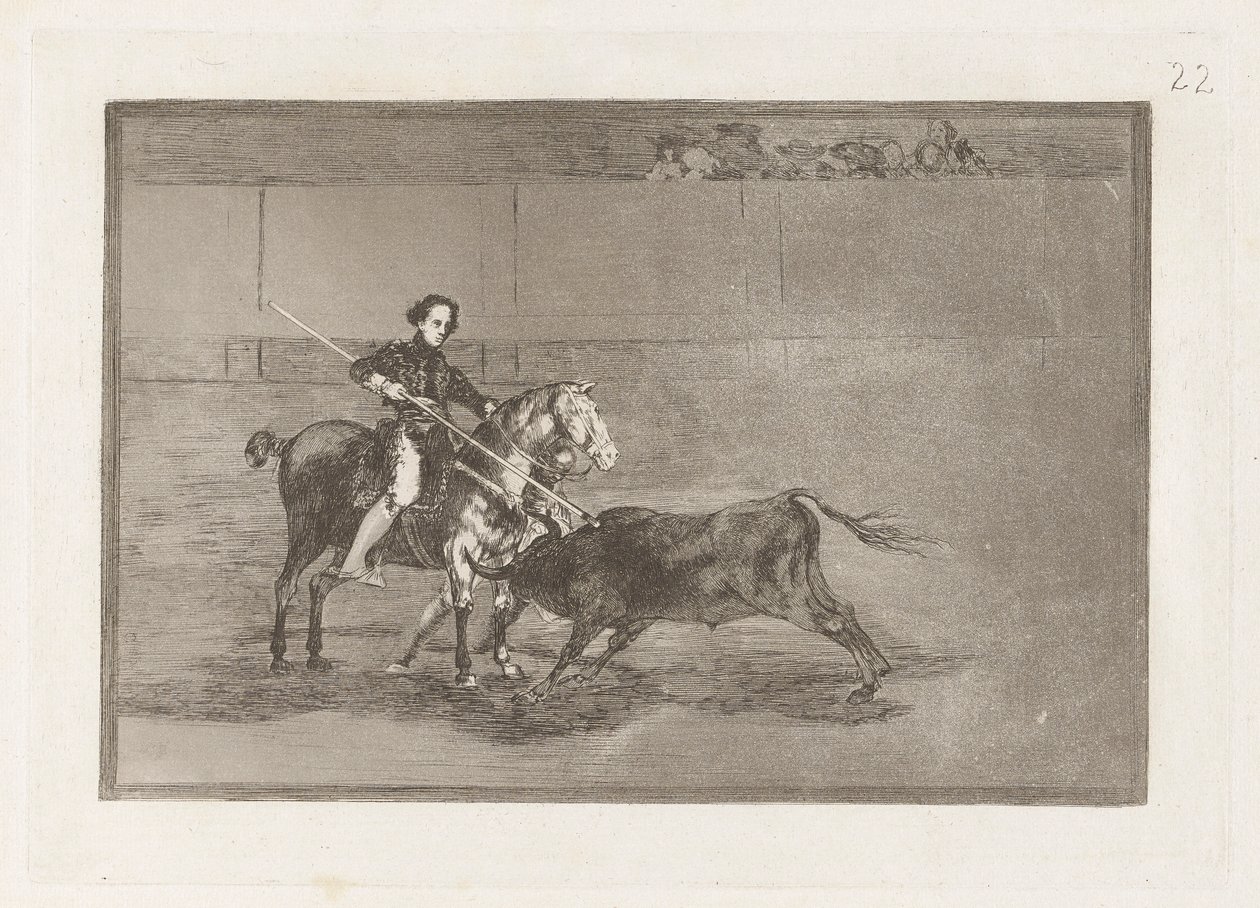 Valor manil de la c?lebre Pajuelera en la de Zaragoza (Saragossan [kehässä] juhlitun Pajueleran miehekäs rohkeus), levy 22 La tauromaquiasta tekijältä Francisco de Goya