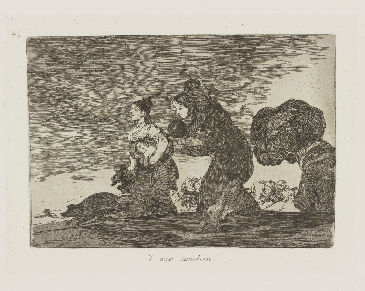 Ja tämä myös. (Ja tämä myös.), pl. 45 sarjasta The Disasters of War tekijältä Francisco de Goya