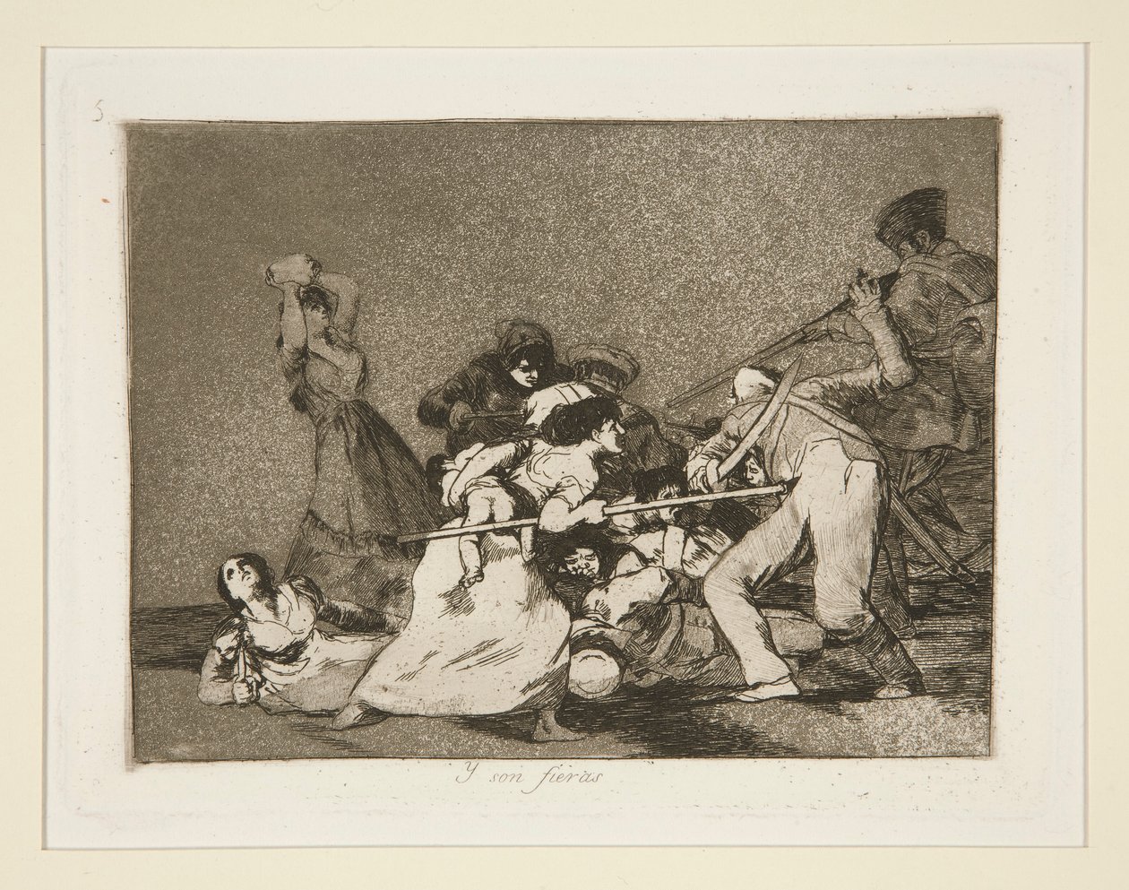 Y son fieras (And They Are Like Wild Beasts), pl. 5 Los desastres de la guerrasta (Sodan katastrofit) tekijältä Francisco de Goya