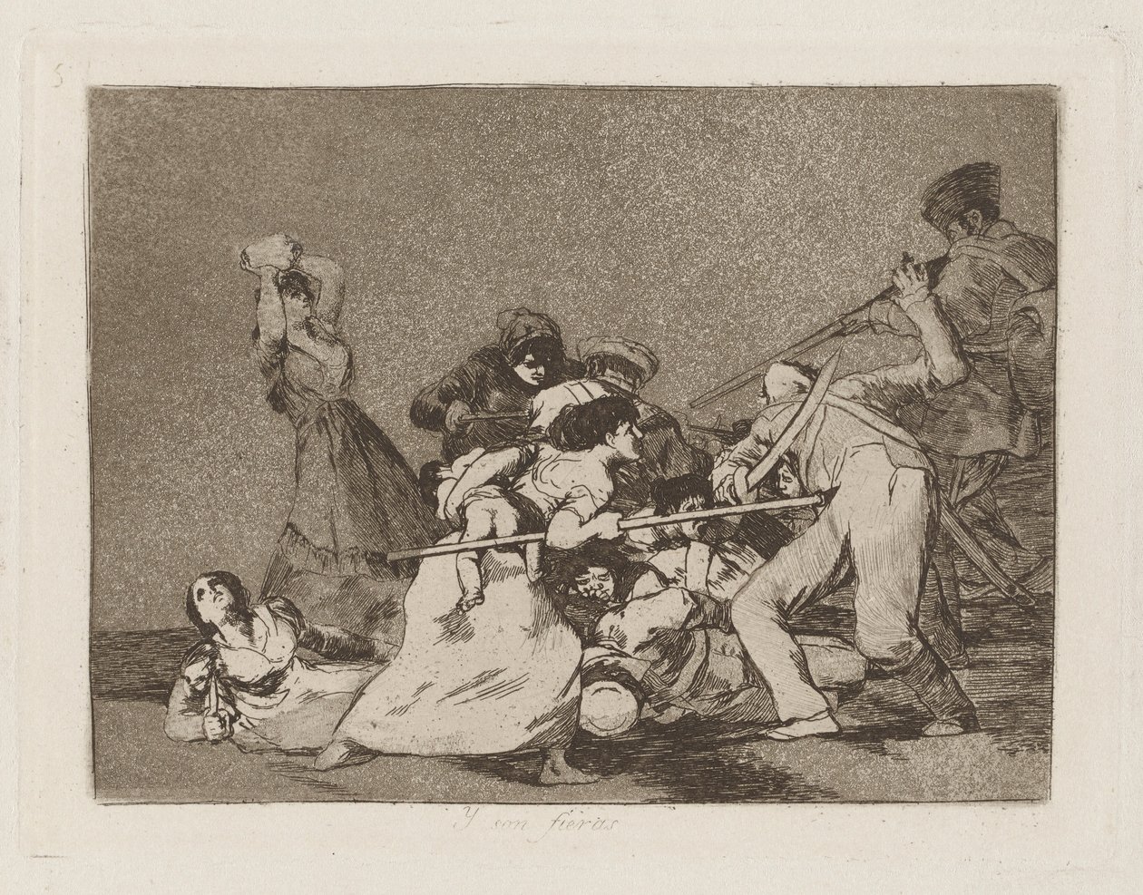 Y son fieras (And They Are Like Wild Beasts), pl. 5 sarjasta Los desastres de la guerra (Sodan katastrofit) tekijältä Francisco de Goya