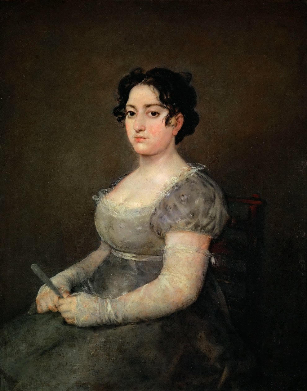 Naisen muotokuva tuulettimen kanssa, 1806-1807. tekijältä Francisco Goya de