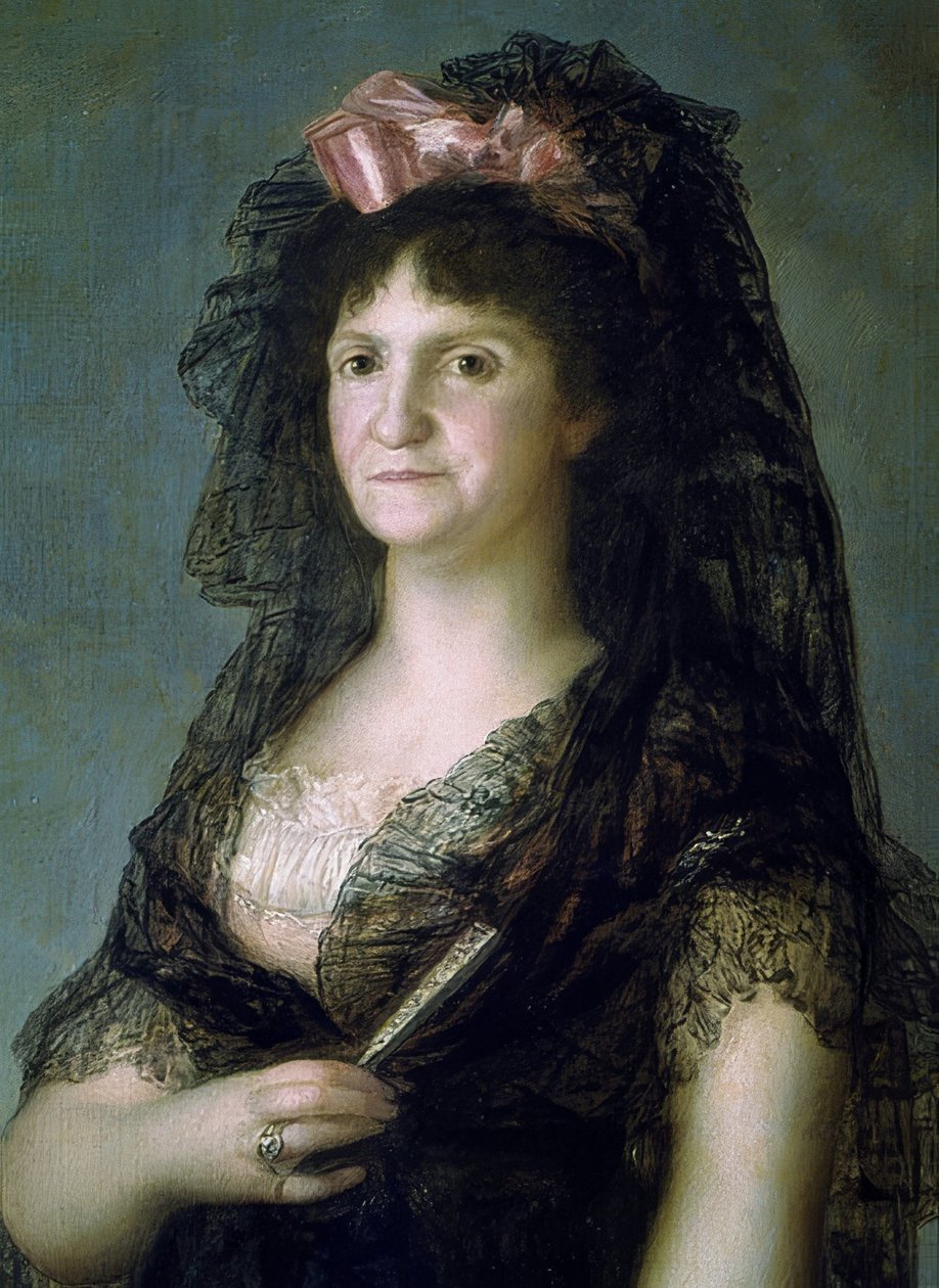Muotokuva Maria Lusiasta mantillalla. 1799. Yksityiskohta tekijältä Francisco de Goya