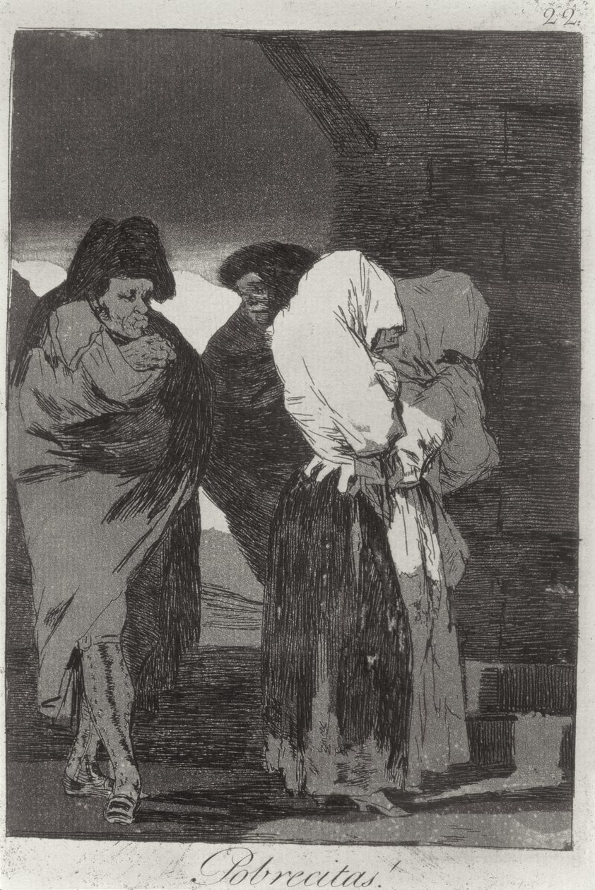 193-0082122 Pienet tytöt!, Los caprichosin levy 22, pubi. 1799 (etsaus) tekijältä Francisco Jose de Goya y Lucientes