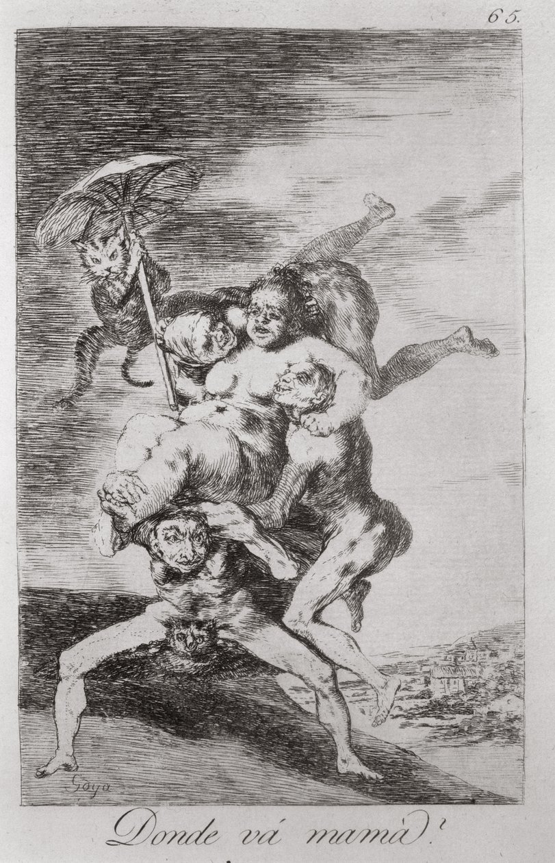 193-0082165 Minne äiti menee?, "Los caprichos" -levy 65 tekijältä Francisco Jose de Goya y Lucientes