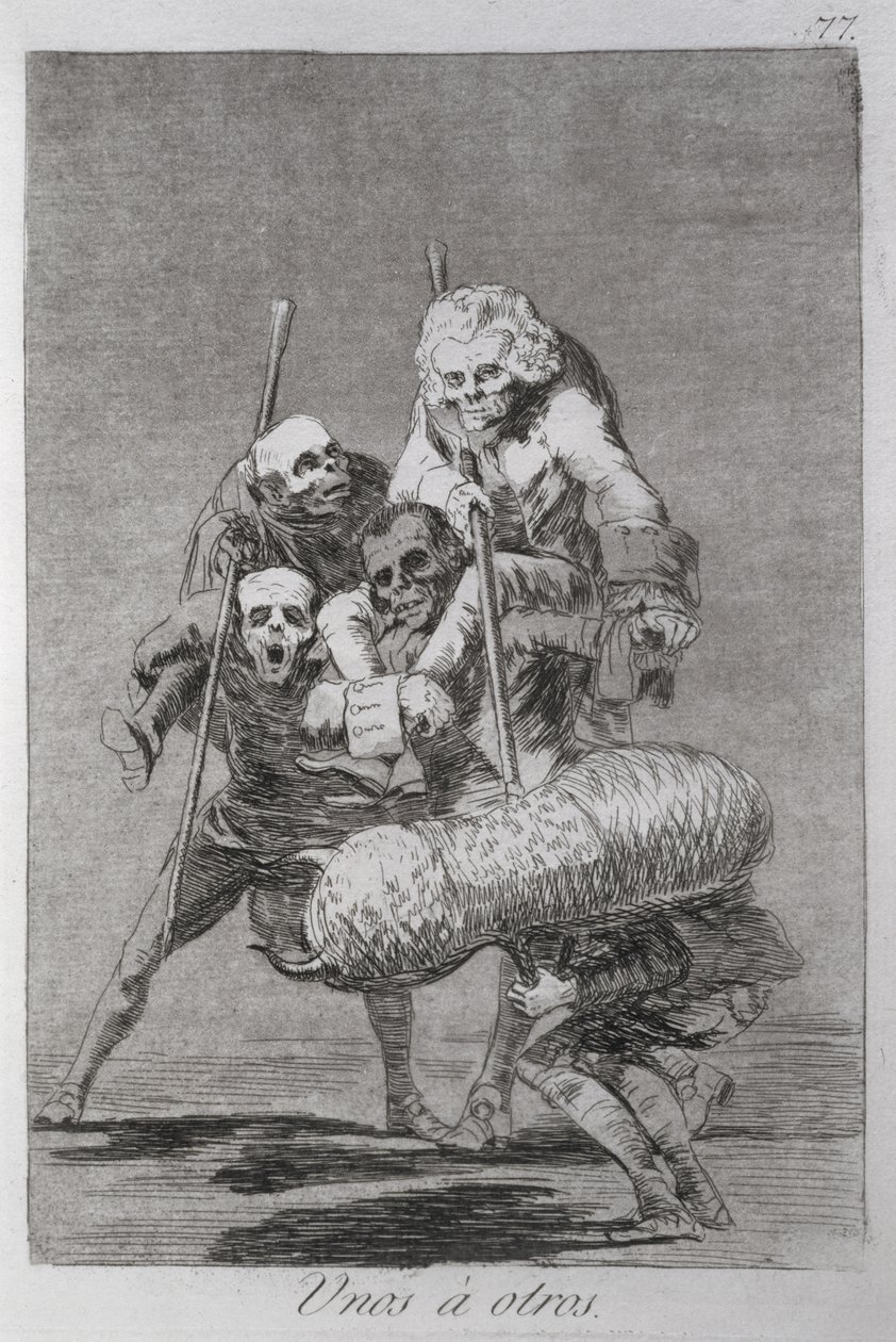 193-0082177 Mitä toinen tekee toiselle, levy 77 "Los caprichos" tekijältä Francisco Jose de Goya y Lucientes