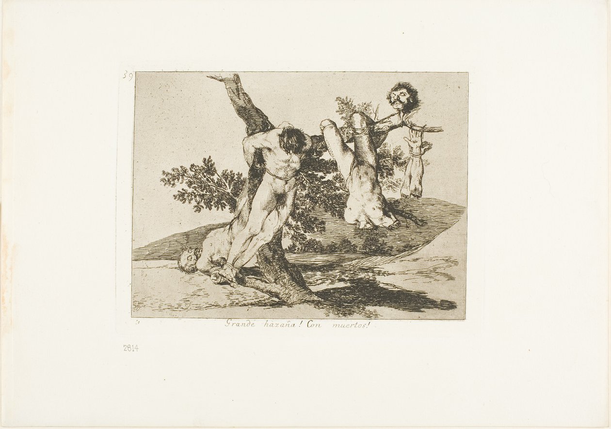 Sankarillinen saavutus! With Dead Men!, levy 39 julkaisusta The Disasters of War tekijältä Francisco Jose de Goya y Lucientes