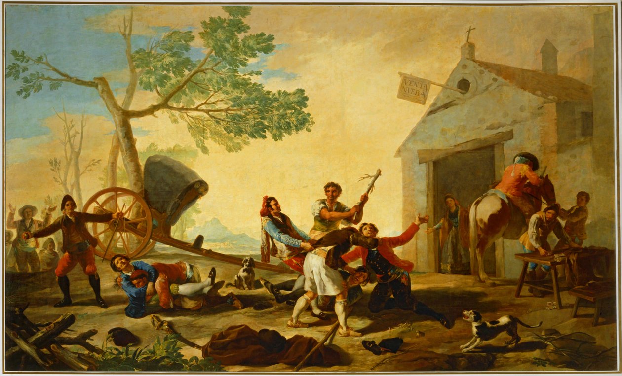 Taistelu uuden kapakan ulkopuolella ... (maalaus kankaalle) tekijältä Francisco Jose de Goya y Lucientes