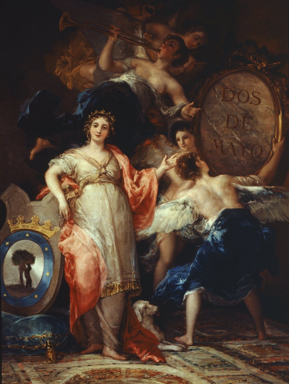 Madridin kaupungin allegoria (Espanja) - Öljy kankaalle tekijältä Francisco de Goya