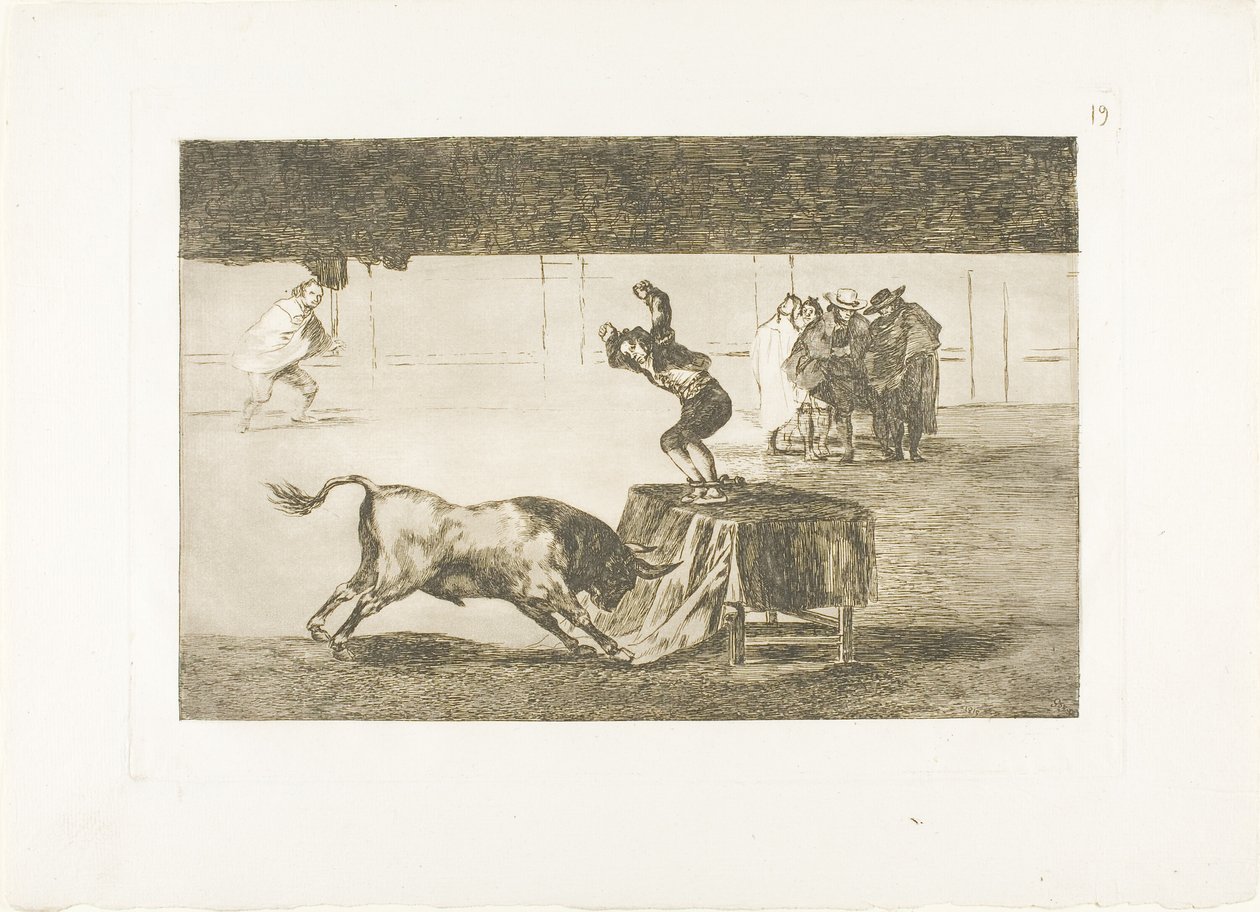 Toinen hänen hulluutensa samassa kehässä, levy 19 The Art of Bullfightingista tekijältä Francisco Jose de Goya y Lucientes
