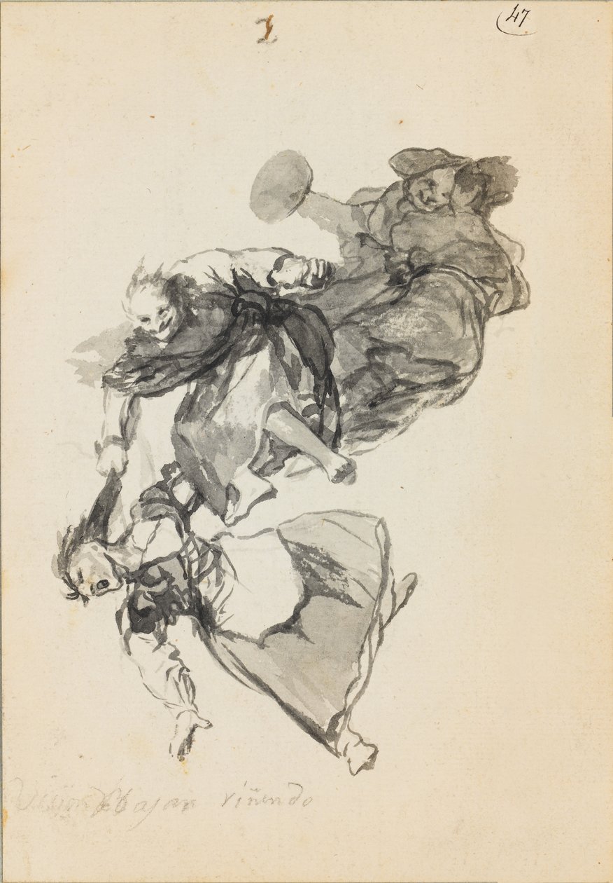 He menevät alas nauraen tekijältä Francisco de Goya