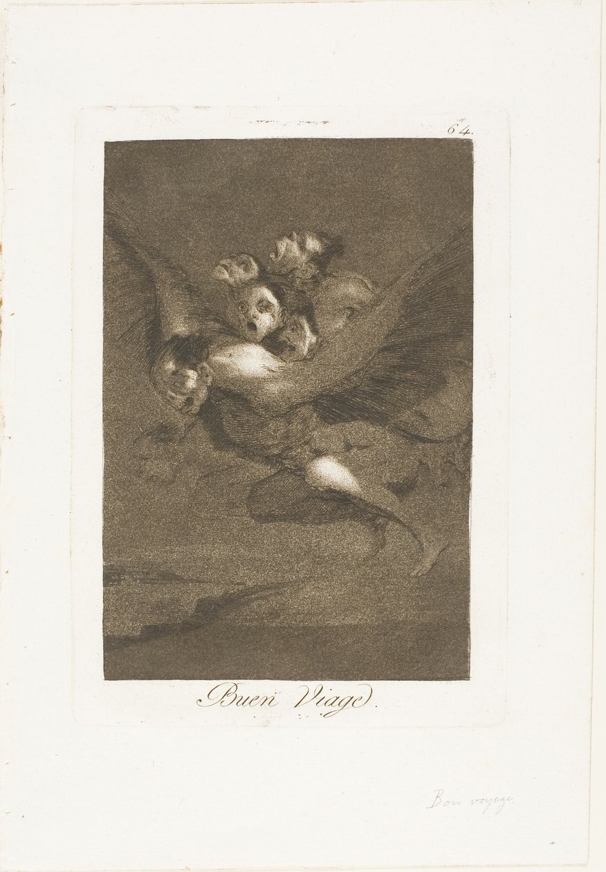 Hyvää matkaa, levy 64 Los Caprichosista tekijältä Francisco Jose de Goya y Lucientes