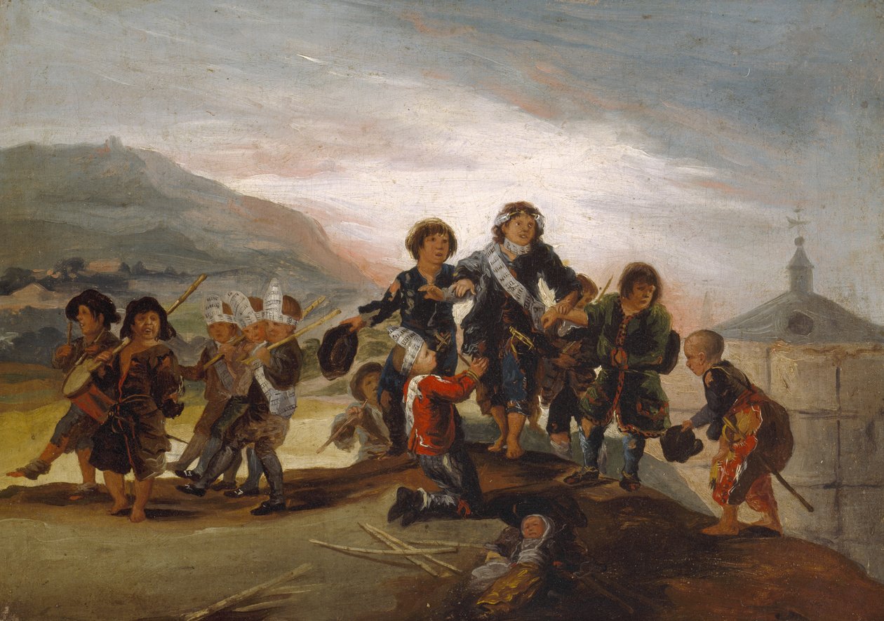 Boys Playing at Soldiers, n. 1775-1799 (öljy kankaalle) tekijältä Francisco Jose de Goya y Lucientes