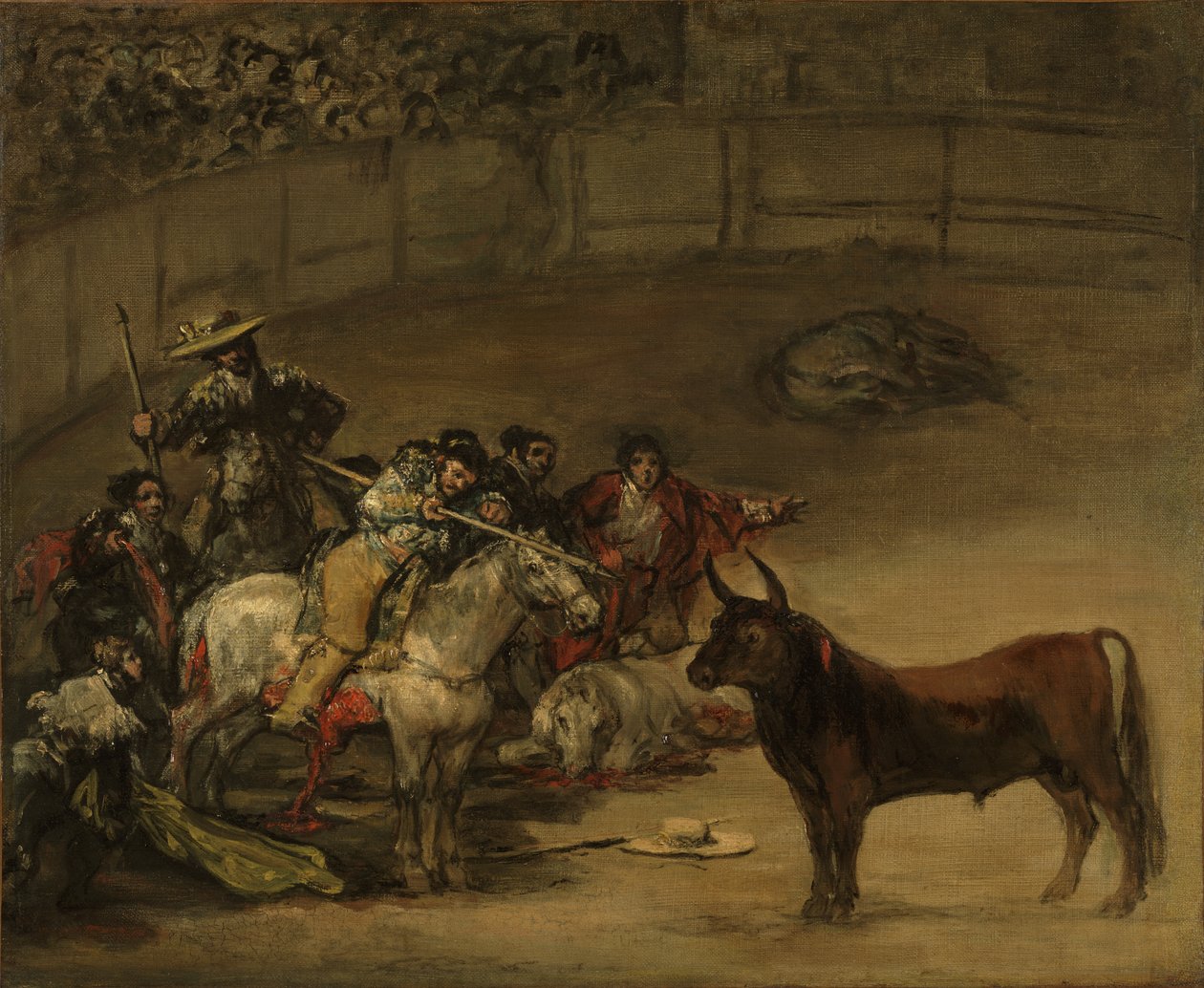 Härkätaistelu, sauvojen onnea tekijältä Francisco de Goya