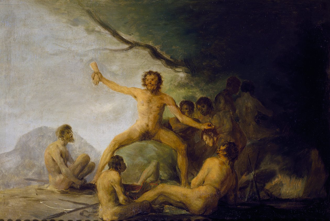 Kannibaalit nauttimassa ihmisen jäännöksiä, noin 1800-08 (öljy paneelille). tekijältä Francisco Jose de Goya y Lucientes