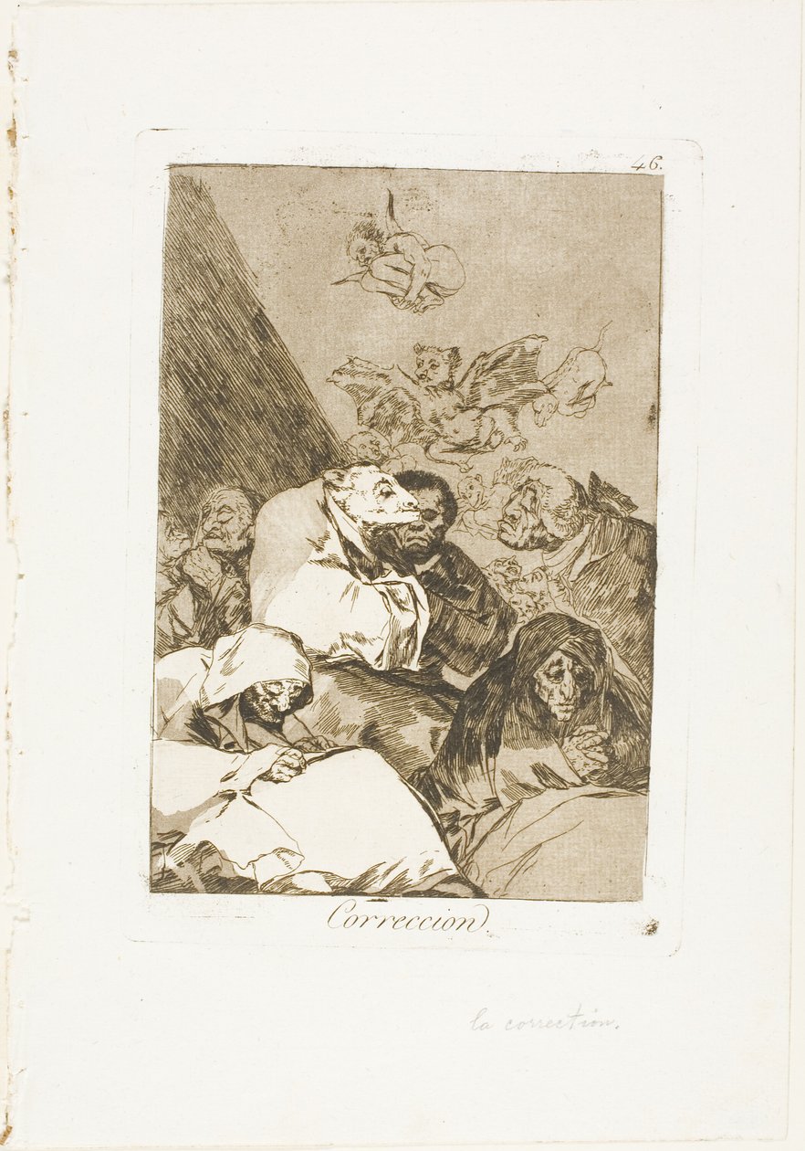 Korjaus, levy 46 Los Caprichosista tekijältä Francisco Jose de Goya y Lucientes