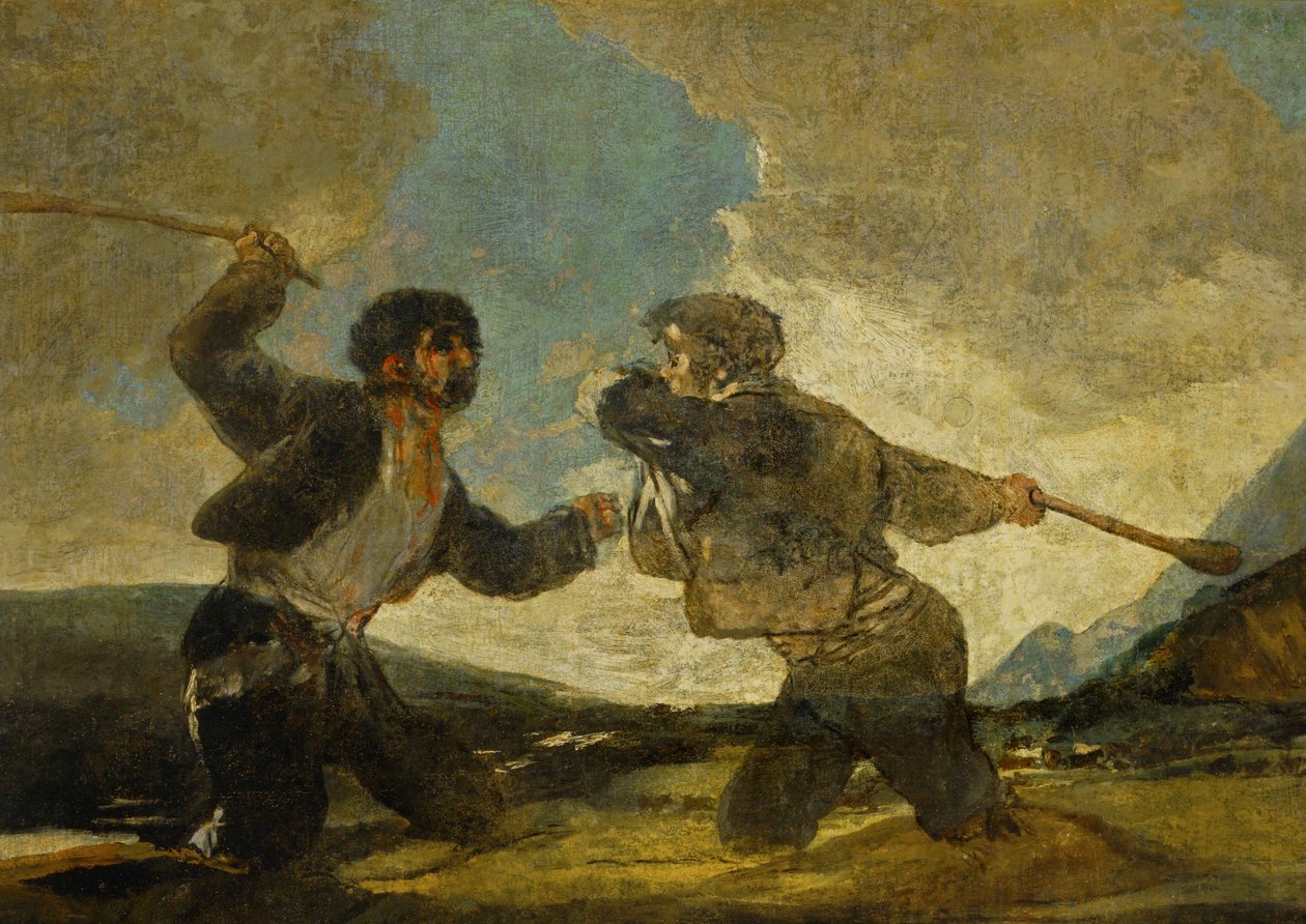 Duel with cudgels ... (maalaus kankaalle) tekijältä Francisco Jose de Goya y Lucientes