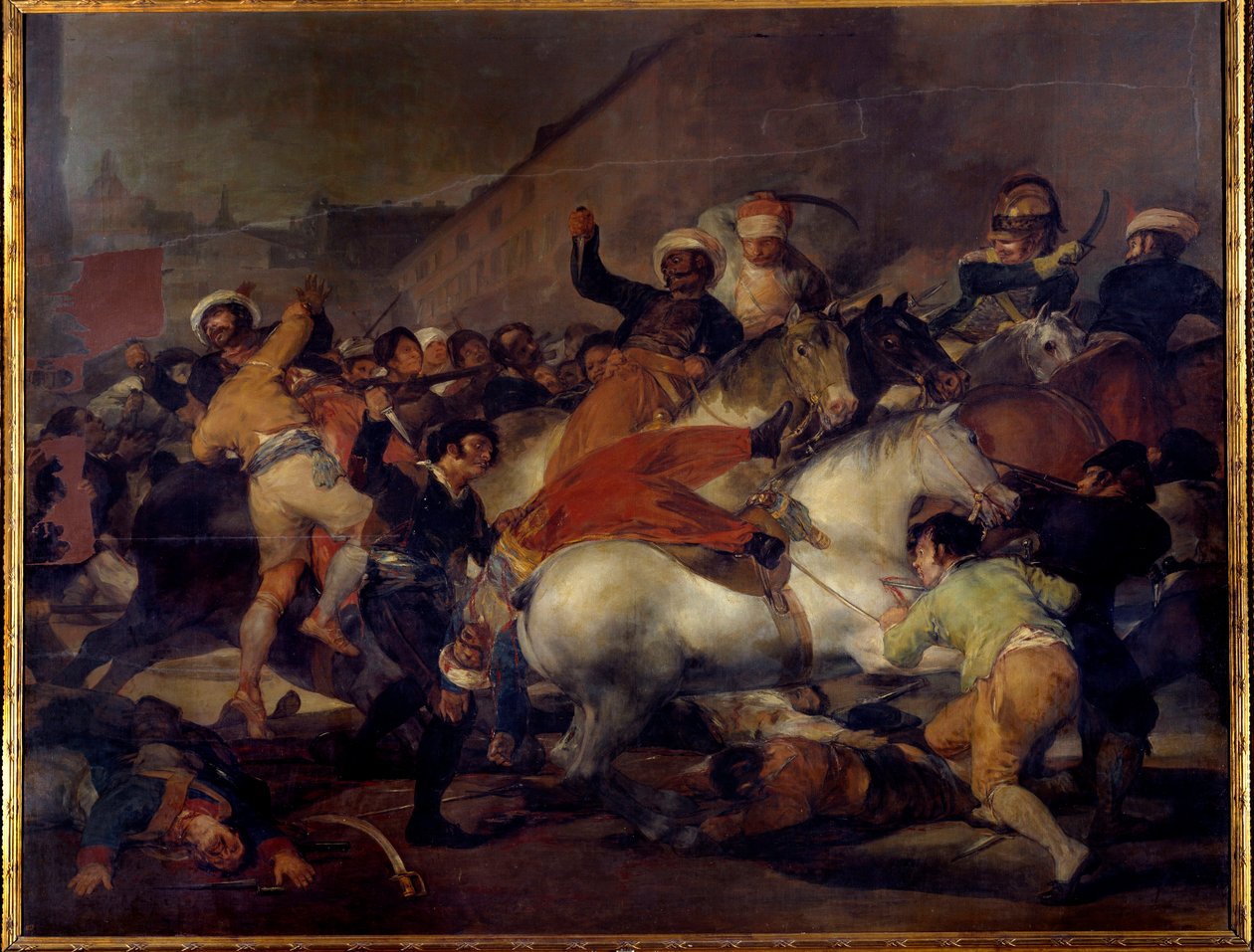 El dos de Mayo (2. toukokuuta) tai "Mamluksien syytös": kapina Joseph Bonapartea (Napoleon I:n veli) vastaan ​​Madridissa 2.5.1. Francisco de Goyan ja Lucientsin (1746-1828) maalaus. 1814. Su. 2,66 x 3,45 m Madrid. Meadow Museum. tekijältä Francisco de Goya