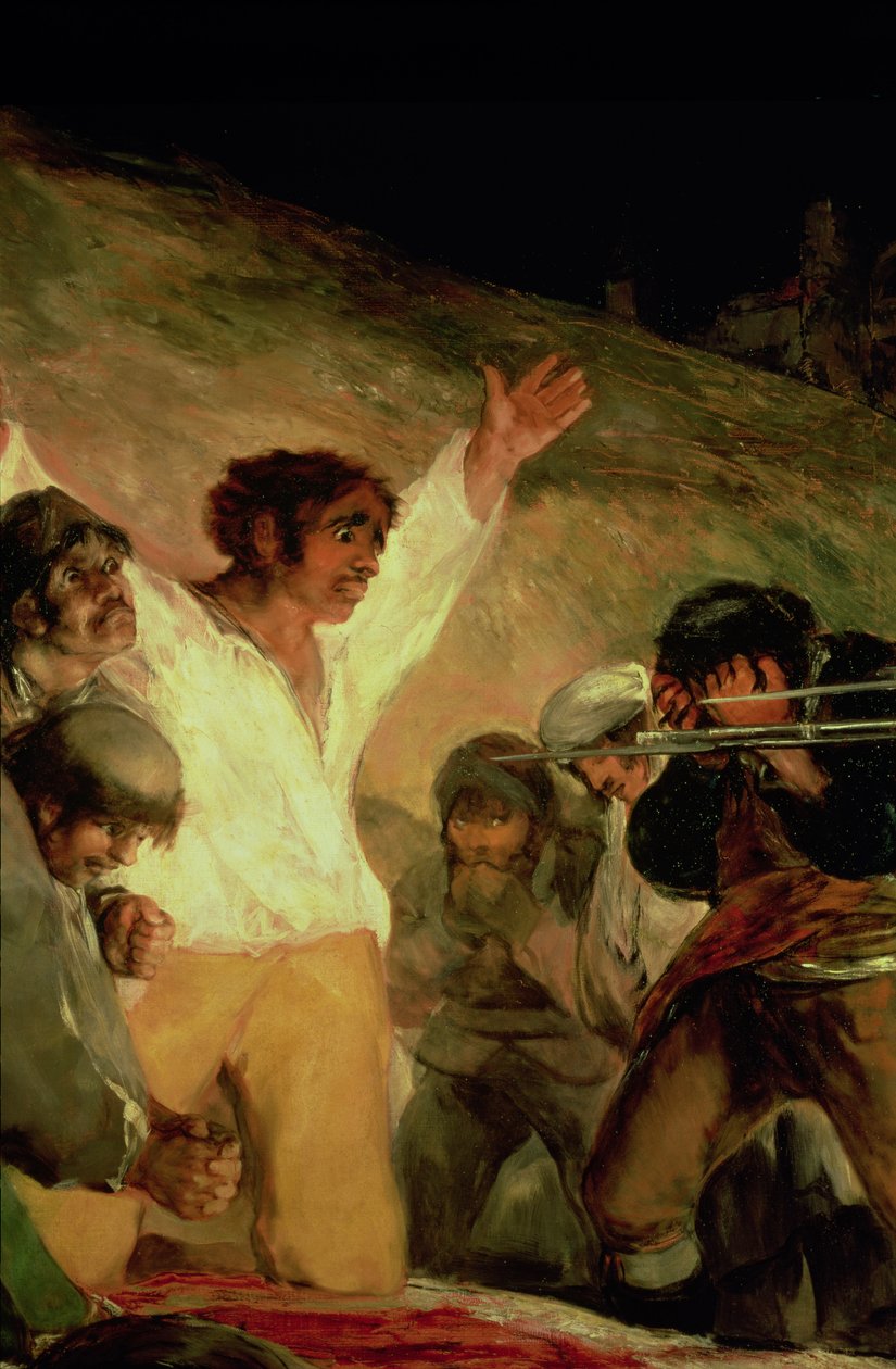 Madridin puolustajien teloitus 3. toukokuuta 1808, yksityiskohta miehestä kädet koholla tekijältä Francisco Jose de Goya y Lucientes