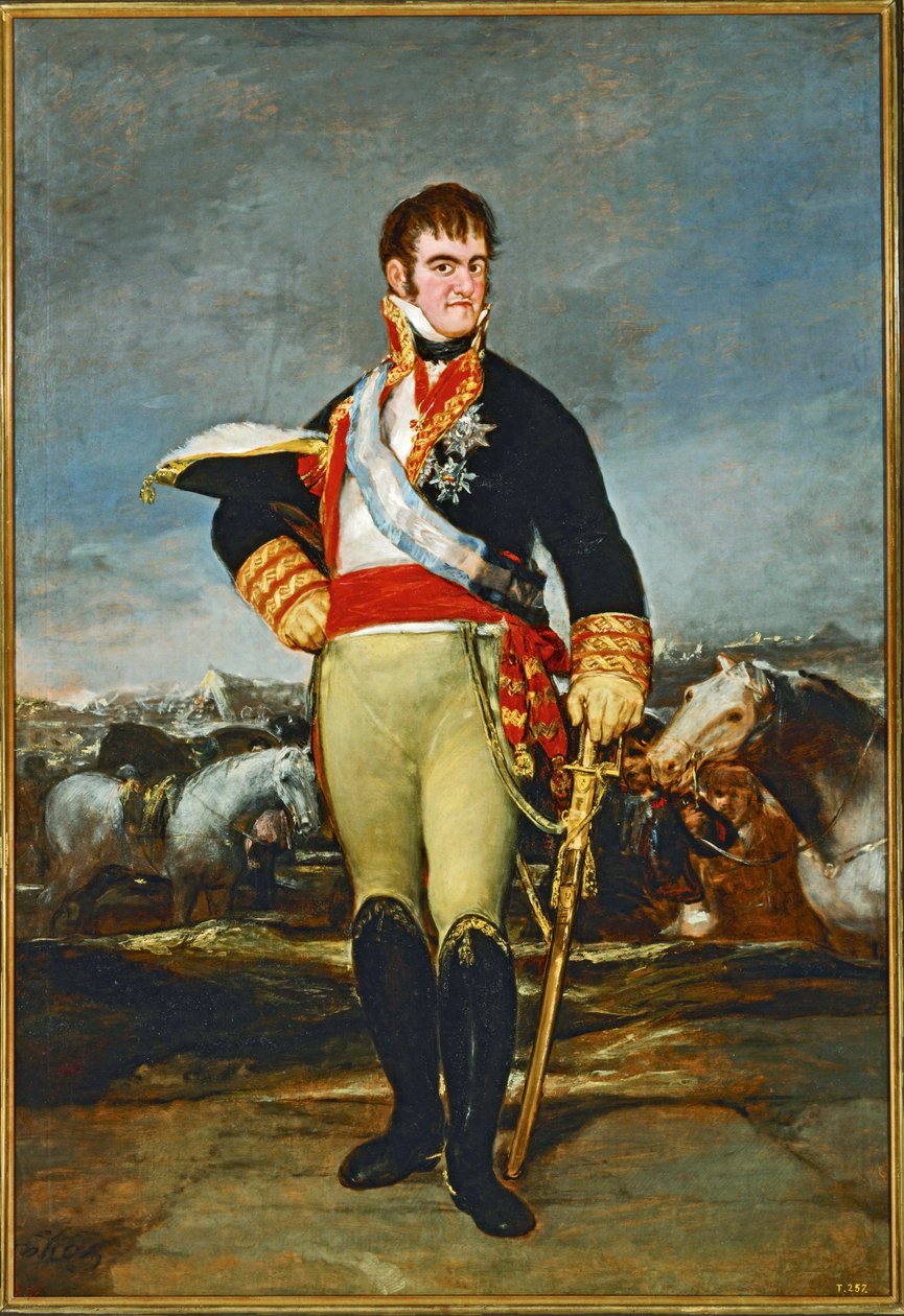 Espanjan kuningas Ferdinand VII ratsuväen leirillä ... (maalaus kankaalle) tekijältä Francisco Jose de Goya y Lucientes
