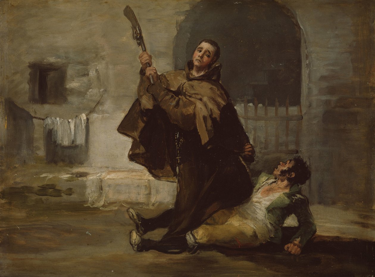 Munkki Pedro Seurat El Maragato aseen perän kanssa, noin 1806 (öljy paneelille). tekijältä Francisco Jose de Goya y Lucientes