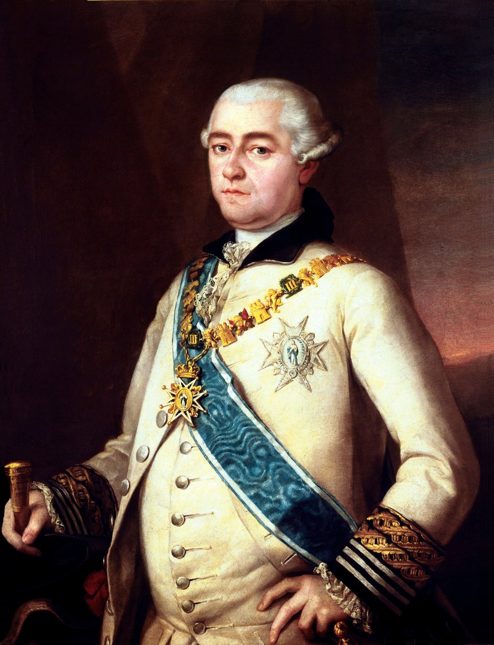 GOYA Y LUCIENTES, Francisco de (1746-1828); ALCANTARA LOPEZ DE ZUNIGA, Pedro (1700-luku). 14. Miranda del Castanarin kreivi ja 10. Penarandan herttua. Teos, joka annettiin aiemmin, kuten kehyskirjoitus sanoo, Francisco de Goya. Kultaisessa kahvassa tekijältä Francisco Jose de Goya y Lucientes