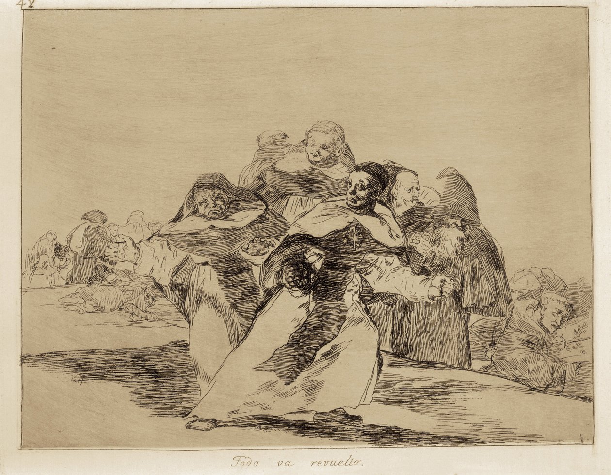 GOYA Y LUCIENTES, Francisco de (1746-1828). Kaikki on myrskyisää. 1810-1820. (17,6 x 22,2 cm). Levy 42 "The Disasters of War". Etsaus. ESPANJA. MADRID (AUTONOMOUS YHTEISÖ). Madrid. Pradon museo tekijältä Francisco Jose de Goya y Lucientes