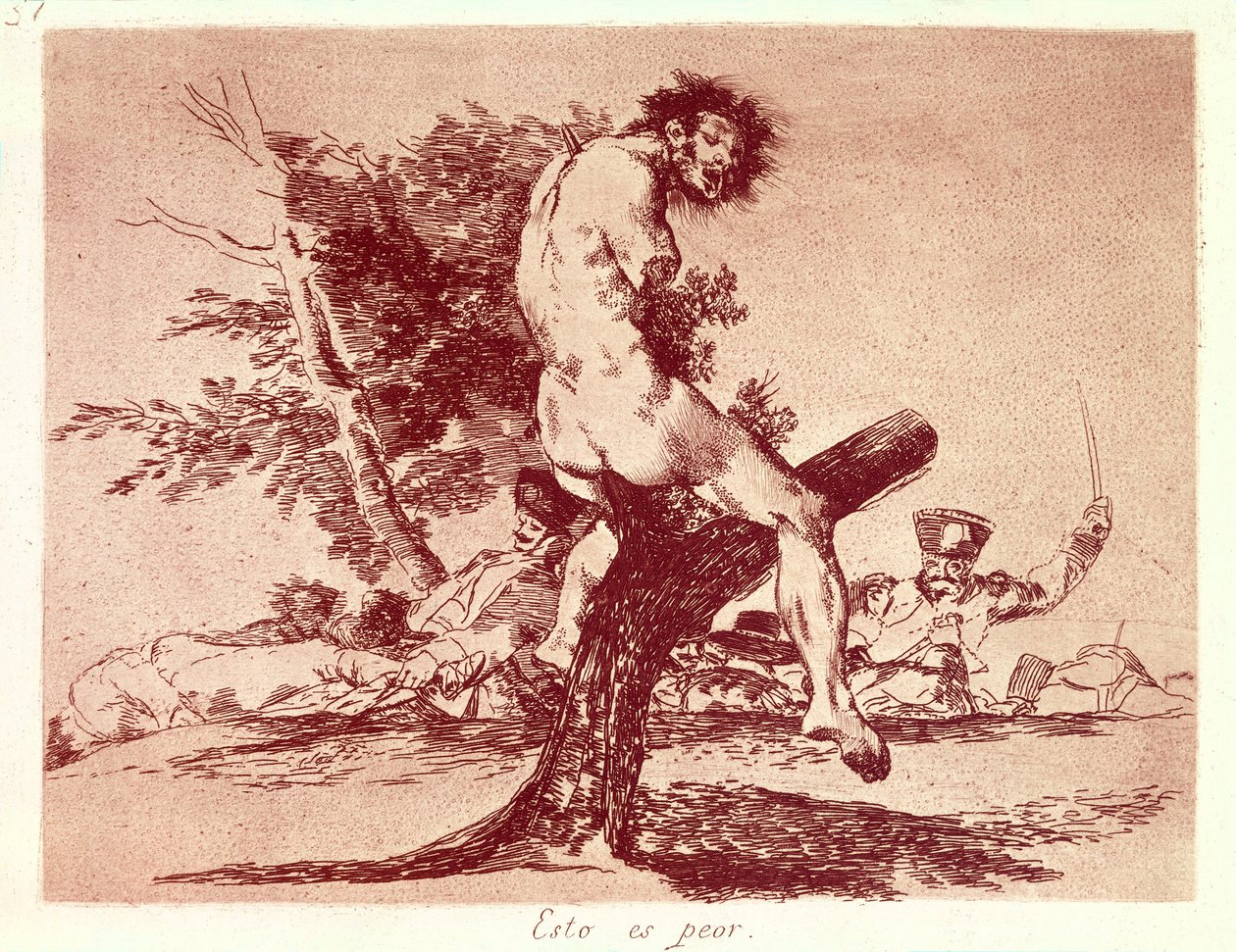 GOYA Y LUCIENTES, Francisco de (1746-1828). Sodan katastrofit. Tämä on pahempaa. 1810-1820. Etsaus. ESPANJA. MADRID (AUTONOMOUS YHTEISÖ). Madrid. Kansalliskirjasto tekijältä Francisco Jose de Goya y Lucientes