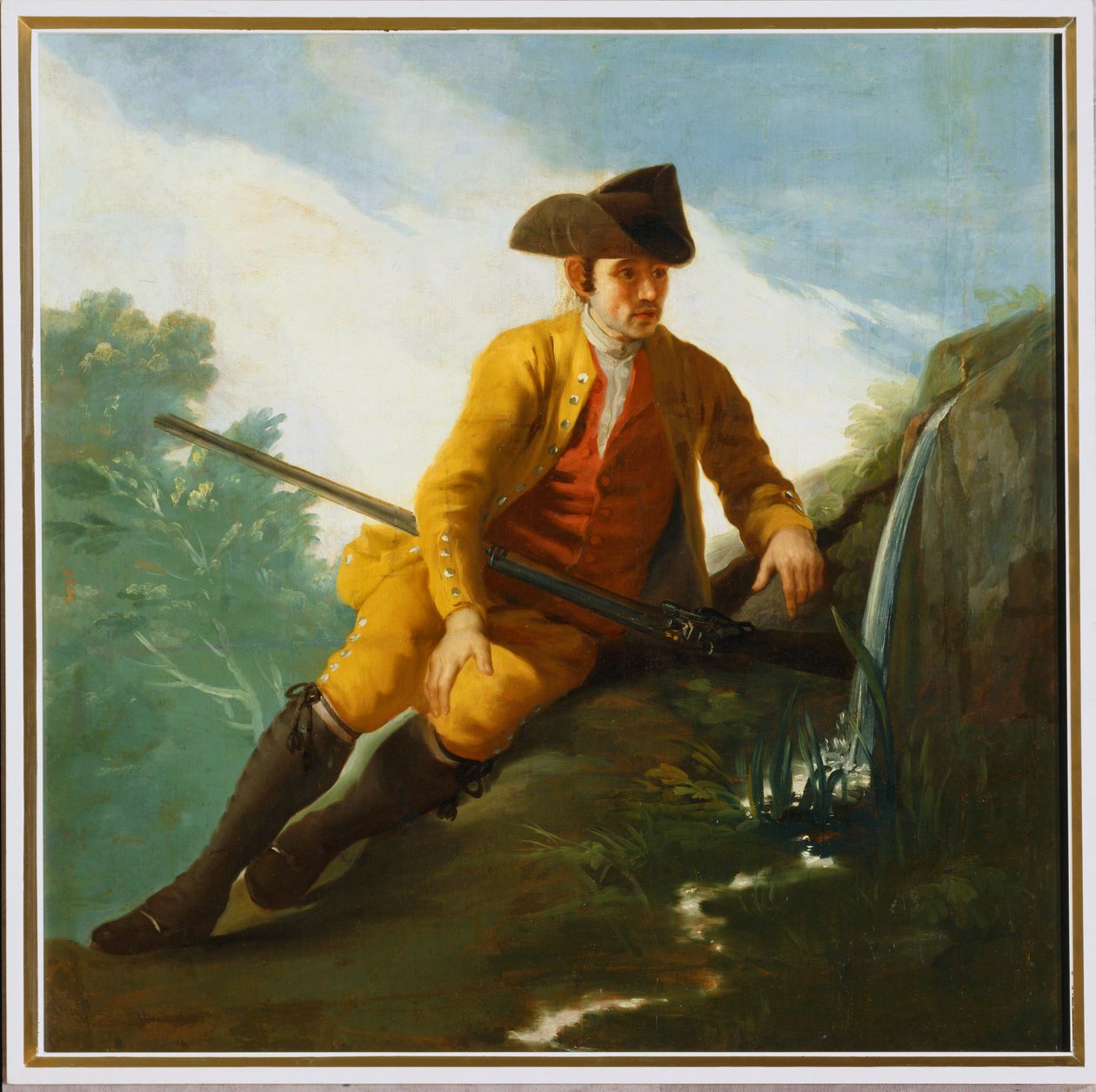 Metsästäjä istuu suihkulähteellä ... (maalaus kankaalle) tekijältä Francisco Jose de Goya y Lucientes