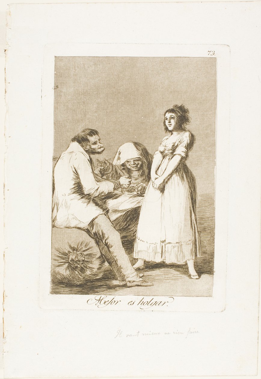 On parempi olla laiska, levy 73 Los Caprichosilta tekijältä Francisco Jose de Goya y Lucientes
