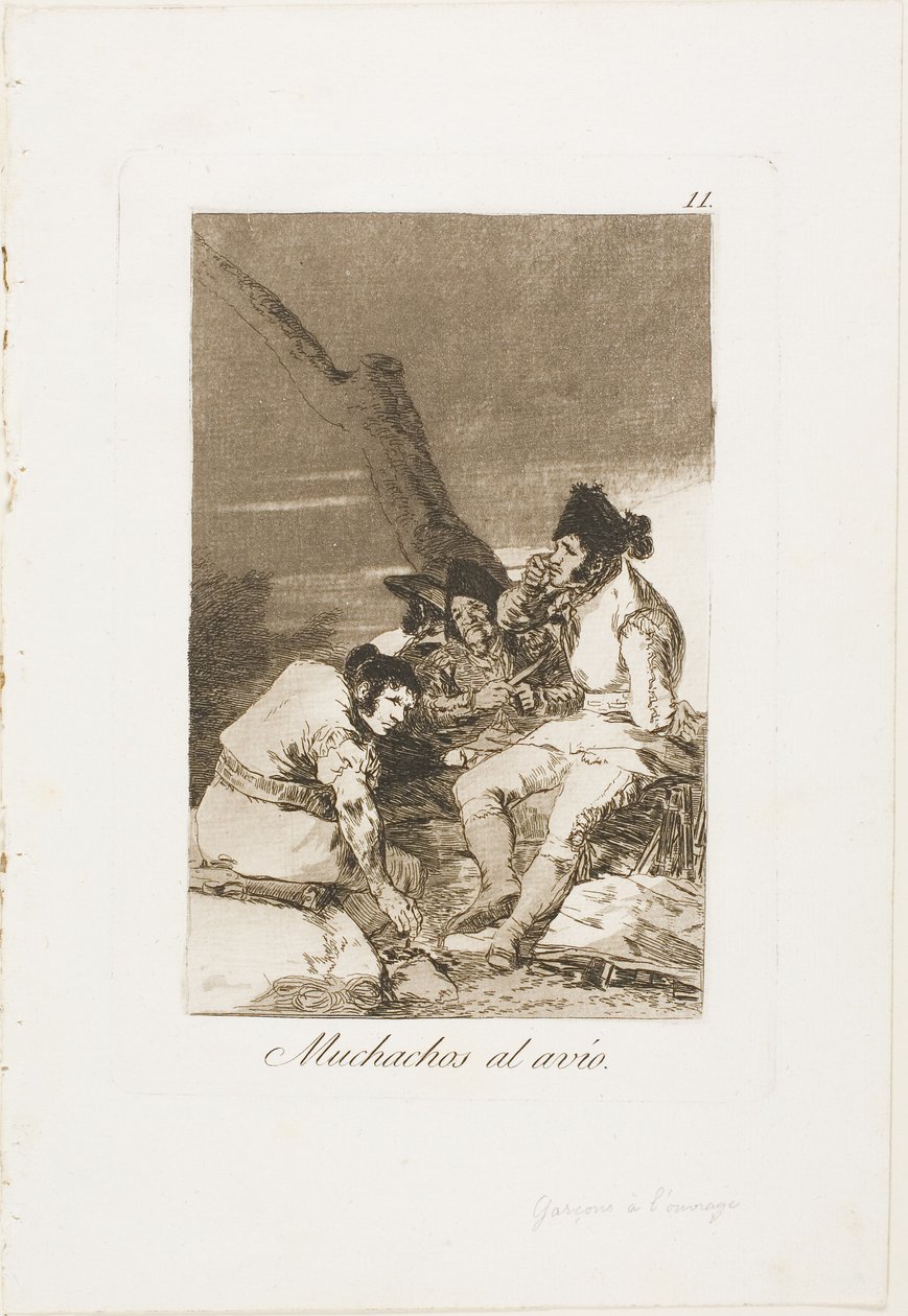 Lads Making Ready, lautanen yksitoista Los Caprichosista tekijältä Francisco Jose de Goya y Lucientes