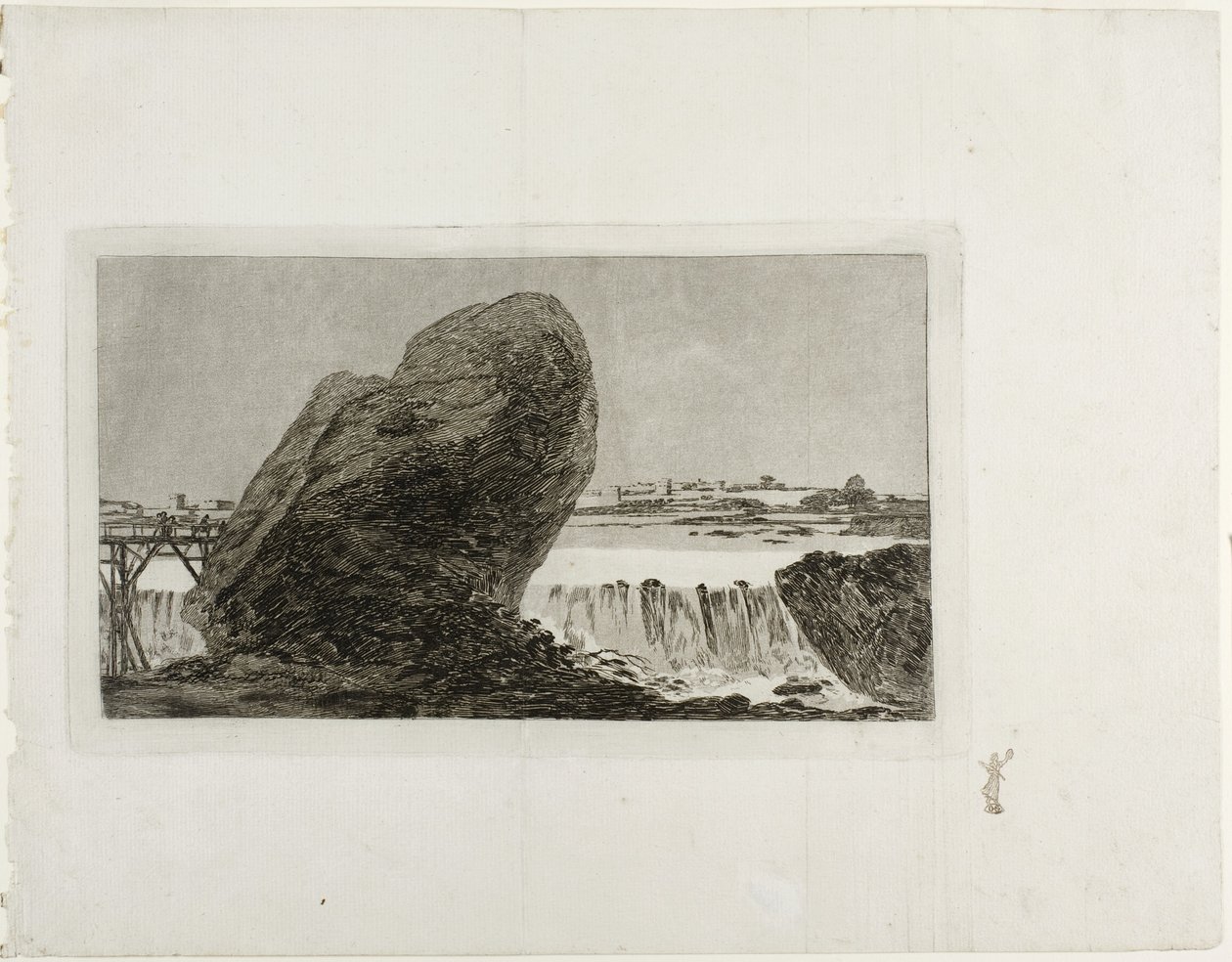 Maisema ja vesiputous, ennen vuotta 1810 tekijältä Francisco de Goya