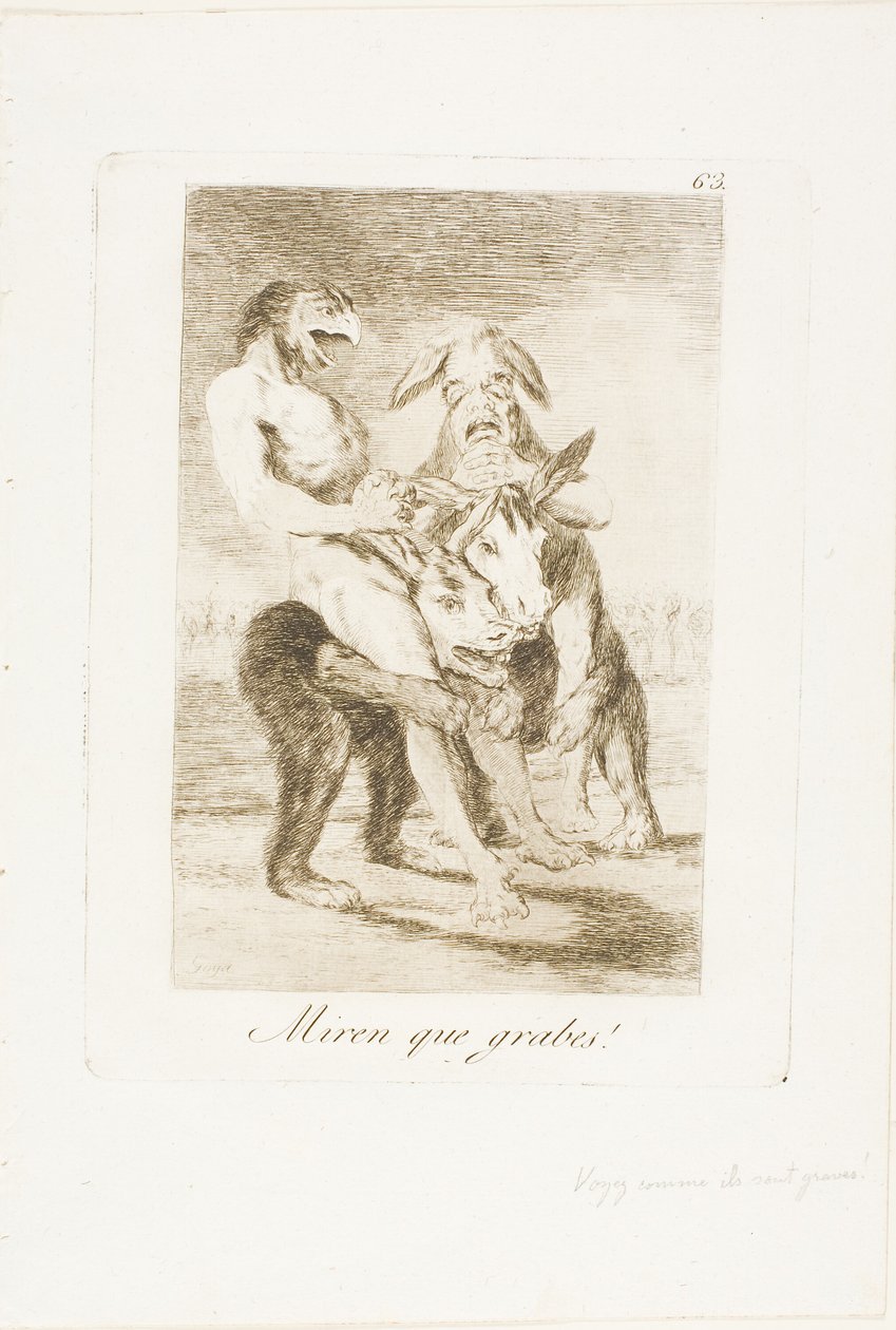 Mira com són solemnes!, placa 63 de Los Caprichos finlandès tekijältä Francisco Jose de Goya y Lucientes