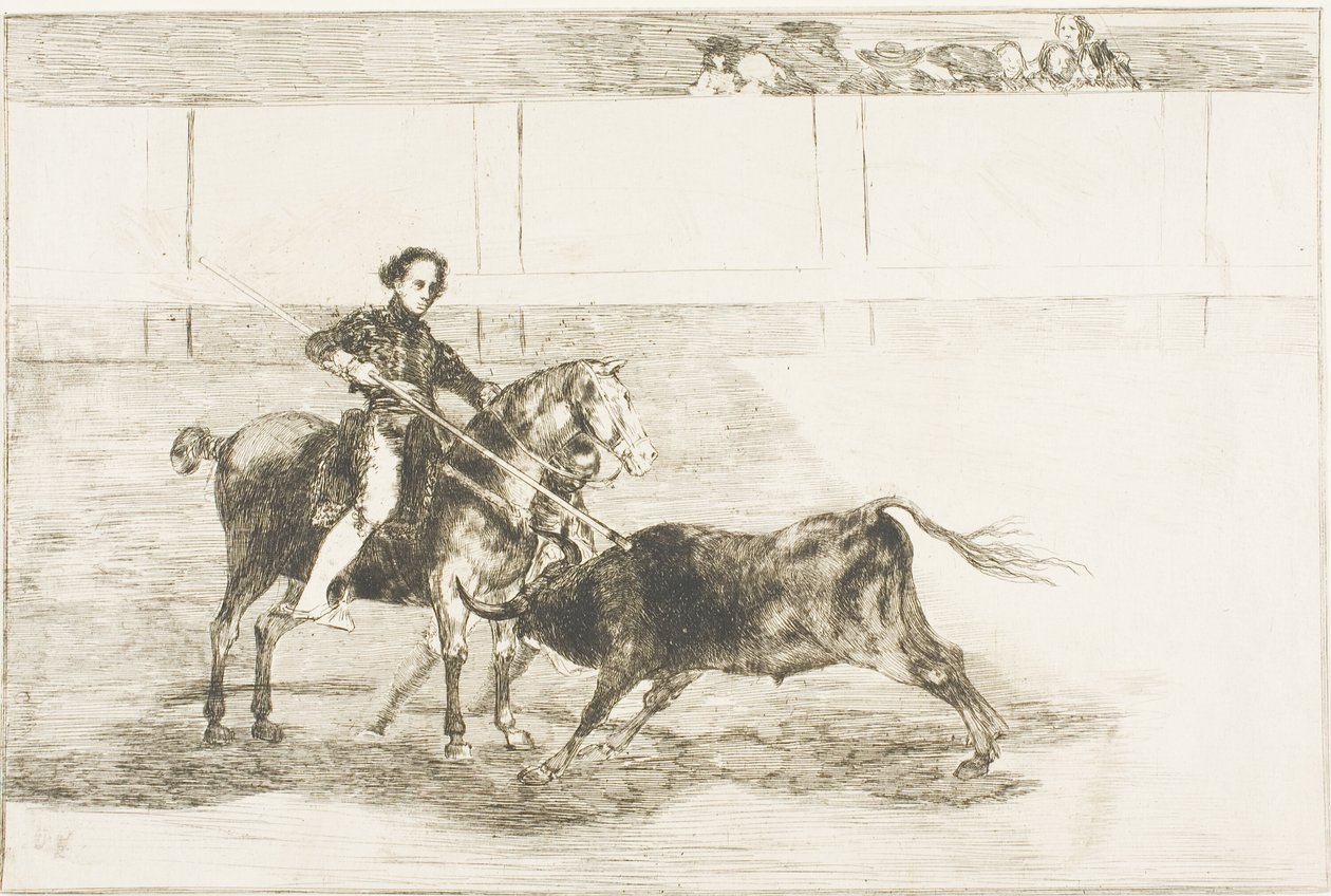 Kuuluneen Pajueleran miehekäs rohkeus kehässä Saragossassa, levy 22 The Art of Bullfightingista tekijältä Francisco Jose de Goya y Lucientes