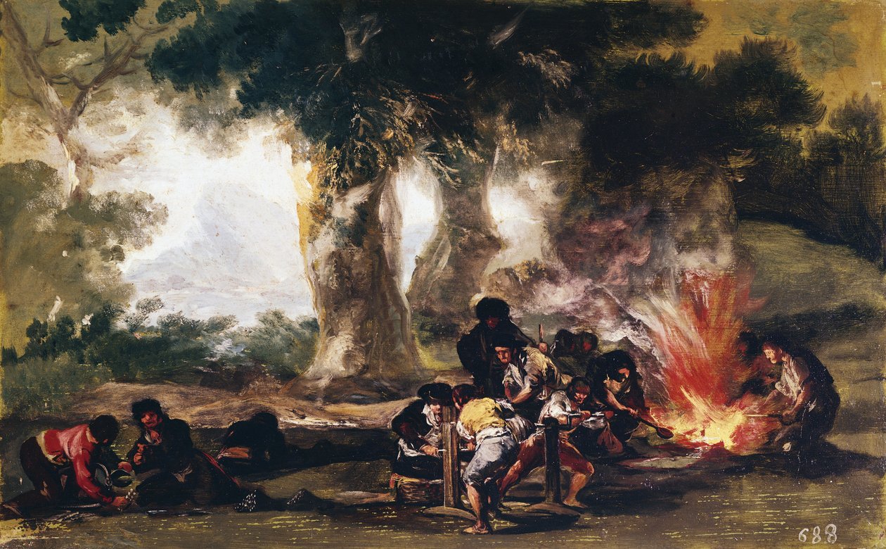 Pallien valmistus Sierra de Tardiendassa - Öljy kankaalle tekijältä Francisco de Goya