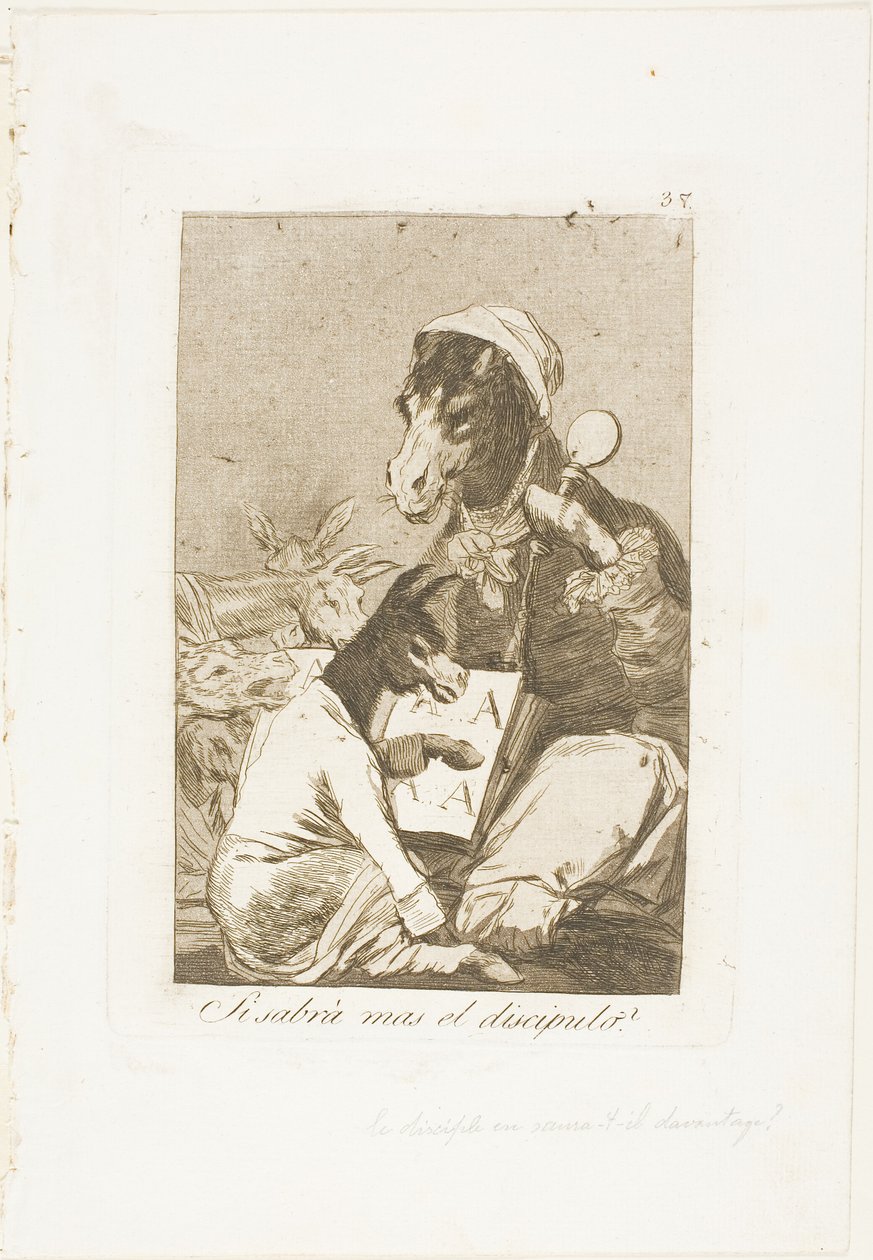 Eikö oppilas tiedä enemmän?, levy 37 Los Caprichosista tekijältä Francisco Jose de Goya y Lucientes